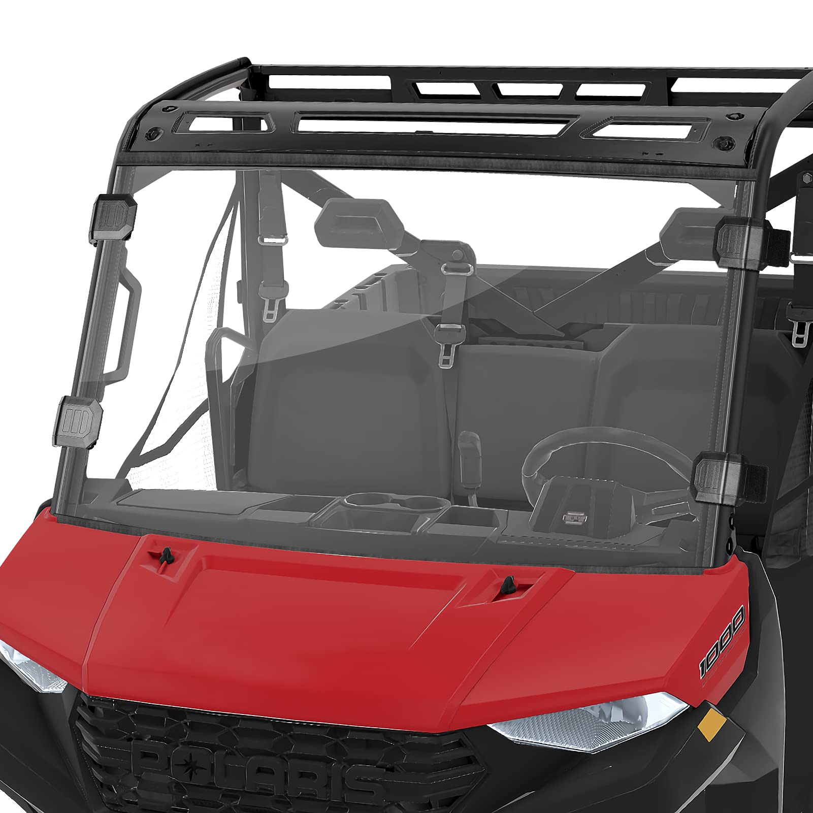 Hard Coated Polycarbonate Clear UTV Full Windshield for 2017-2023 Polaris Ranger 1000 / XP 1000/1000 Crew - Durable Protection for Off-Road Adventures & All-Weather Driving