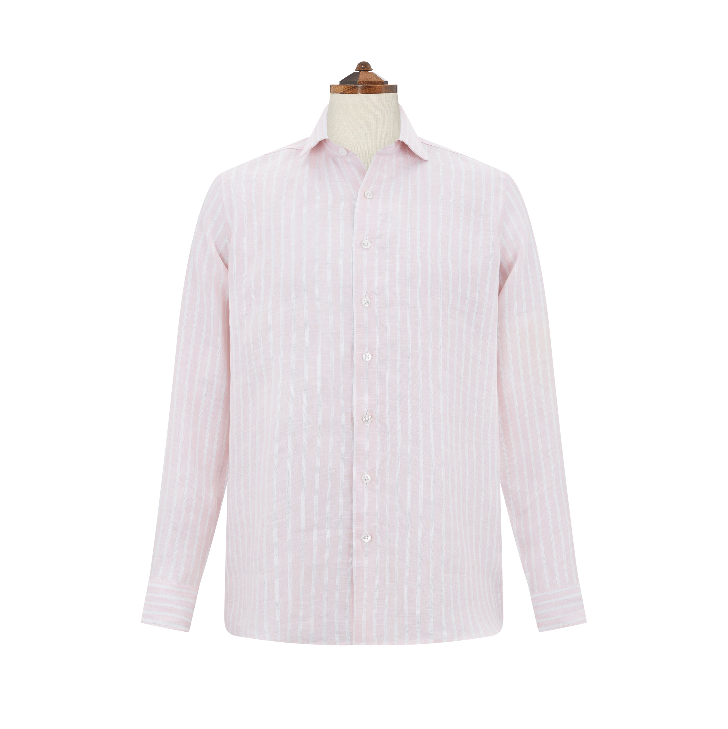 Ampton Pink & White Striped Linen Shirt for Women - Breathable Summer Casual Button Down Top for Beach, Office & Outdoor Activities