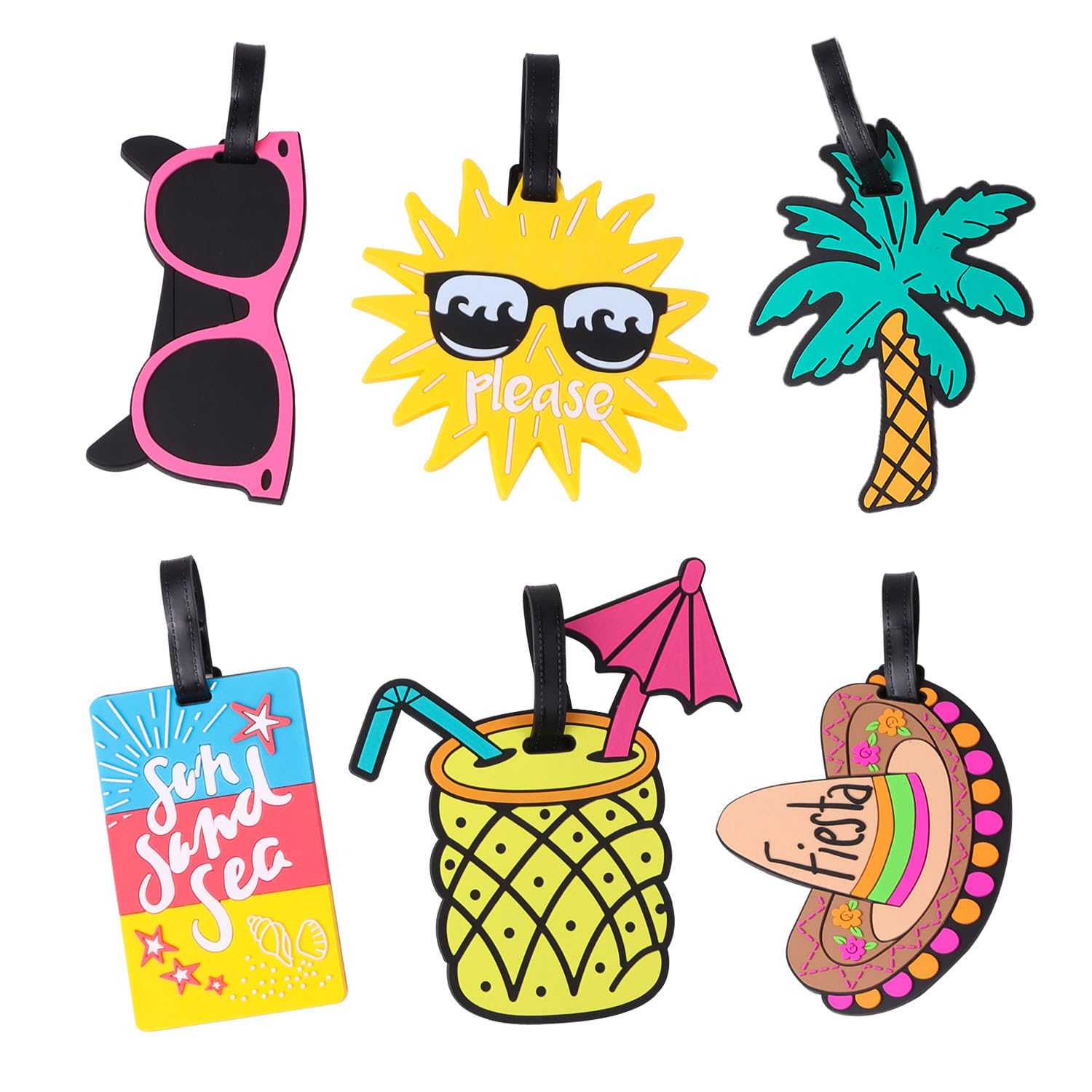 LOKIPA 6 Pack Unique Luggage Tags for Travel - Durable & Fun Suitcase ID Tags for Women & Men - Perfect for Beach Vacations, Airports, Cruise Ships & Backpacking Adventures