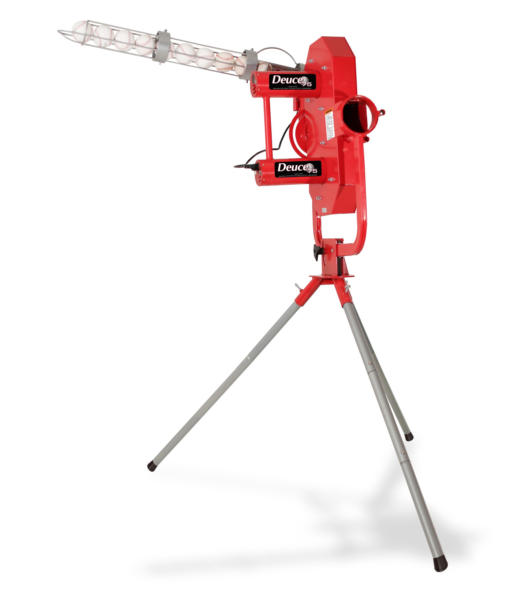 Heater Sports Deuce 75 MPH Adjustable Baseball Pitching Machine with Automatic Ball Feeder - Fastball & Curveball Pitching for All Ages | Training Equipment for Baseball Practice, Batting Cages & Backyard Drills