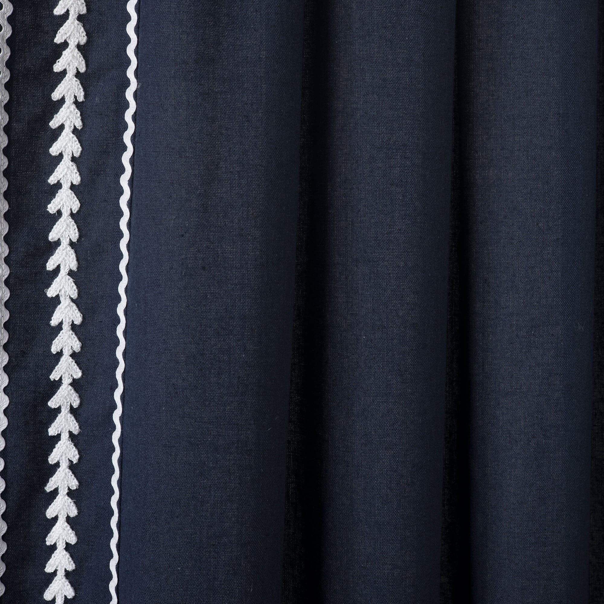 Olivia Ric Rac Embroidery Border Window Curtain Panel - Elegant Lace Trimmed Drapes for Living Room, Bedroom & Kitchen Decor