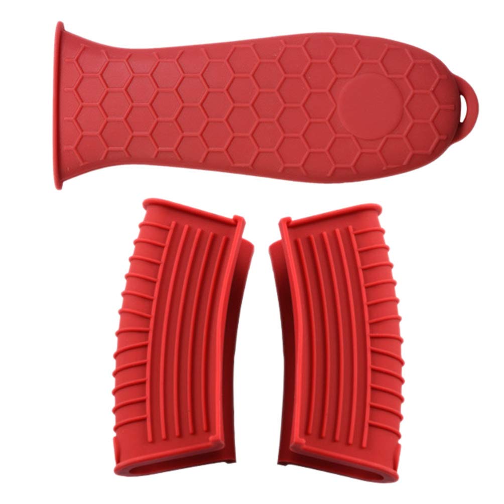 Hemoton 3-Piece Silicone Pot Handle Covers - Heat Resistant, Non-Slip Grip for Cooking, Baking & Grilling - Perfect for Stovetop, Oven & Outdoor BBQ Use