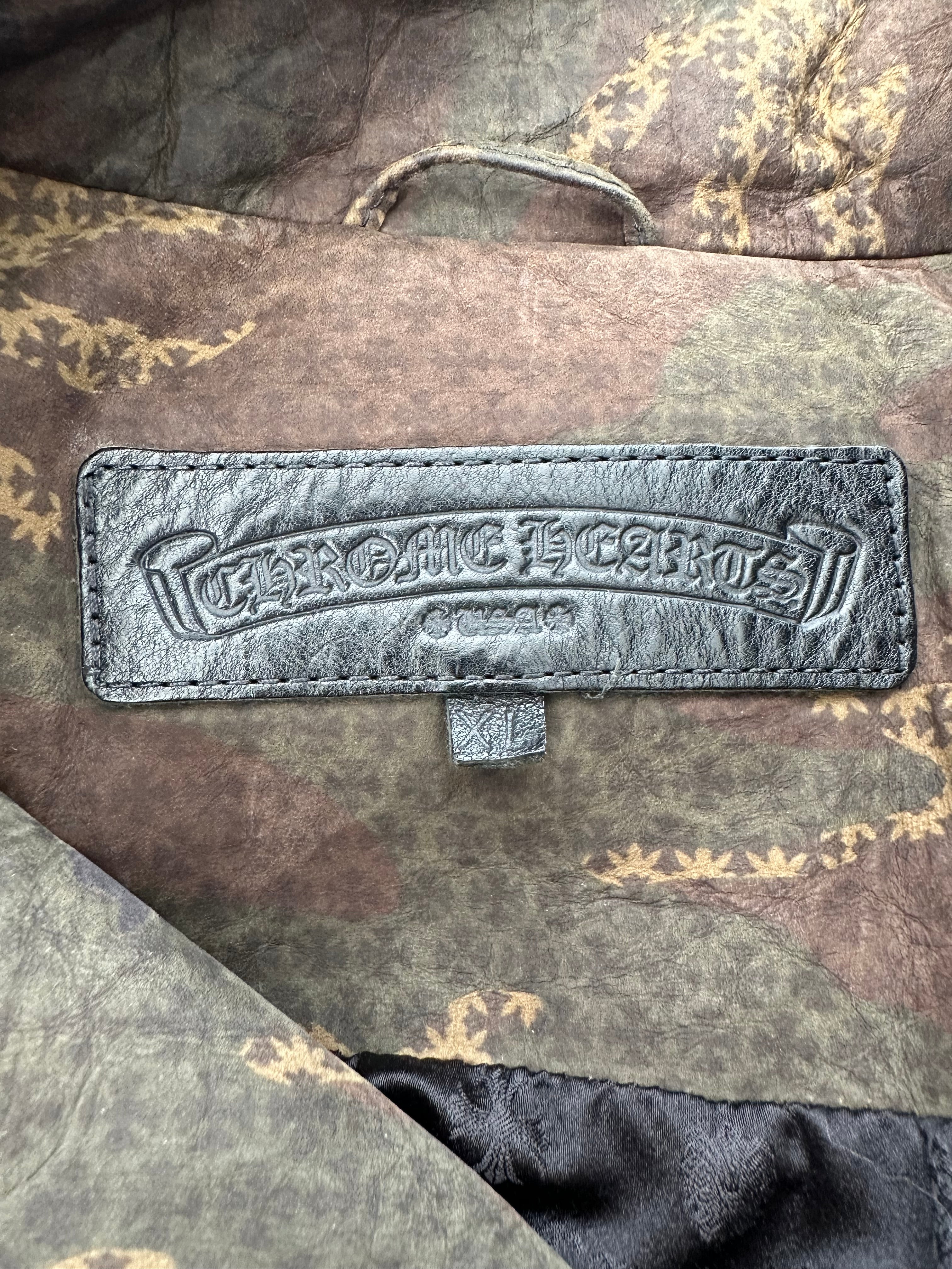 Chrome Hearts Camouflage Cross Jacquard Leather Vest for Men - Stylish Gothic Biker Jacket for Motorcycle Riding & Streetwear Fashion