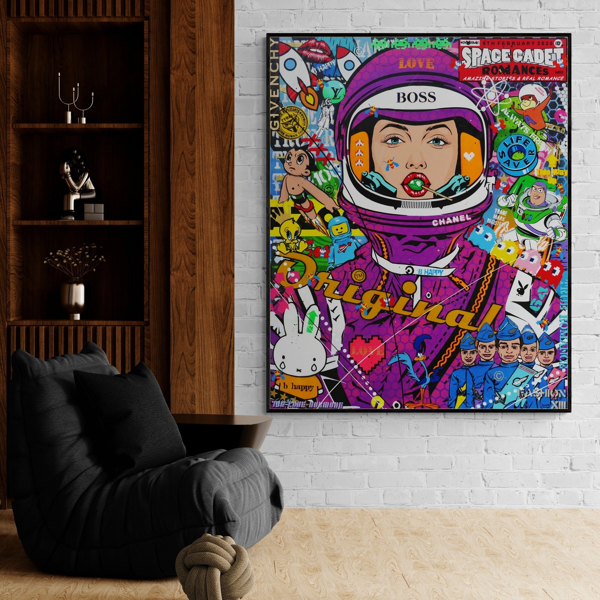 120cm x 150cm Textured Urban Pop Art Painting - Lollipops and Cadets Modern Wall Decor for Living Room, Bedroom & Office | Vibrant Contemporary Artwork for Home & Commercial Spaces