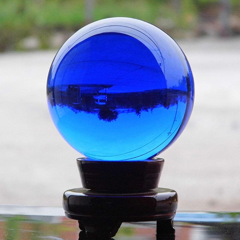 Blue Magic Crystal Glass Sphere Ball - Rare Quartz Crystal Photography Magnifying Ball with Stand (10cm) - Decorative Gift for Home, Office & Spiritual Healing | Perfect for Meditation, Feng Shui & Photo Props