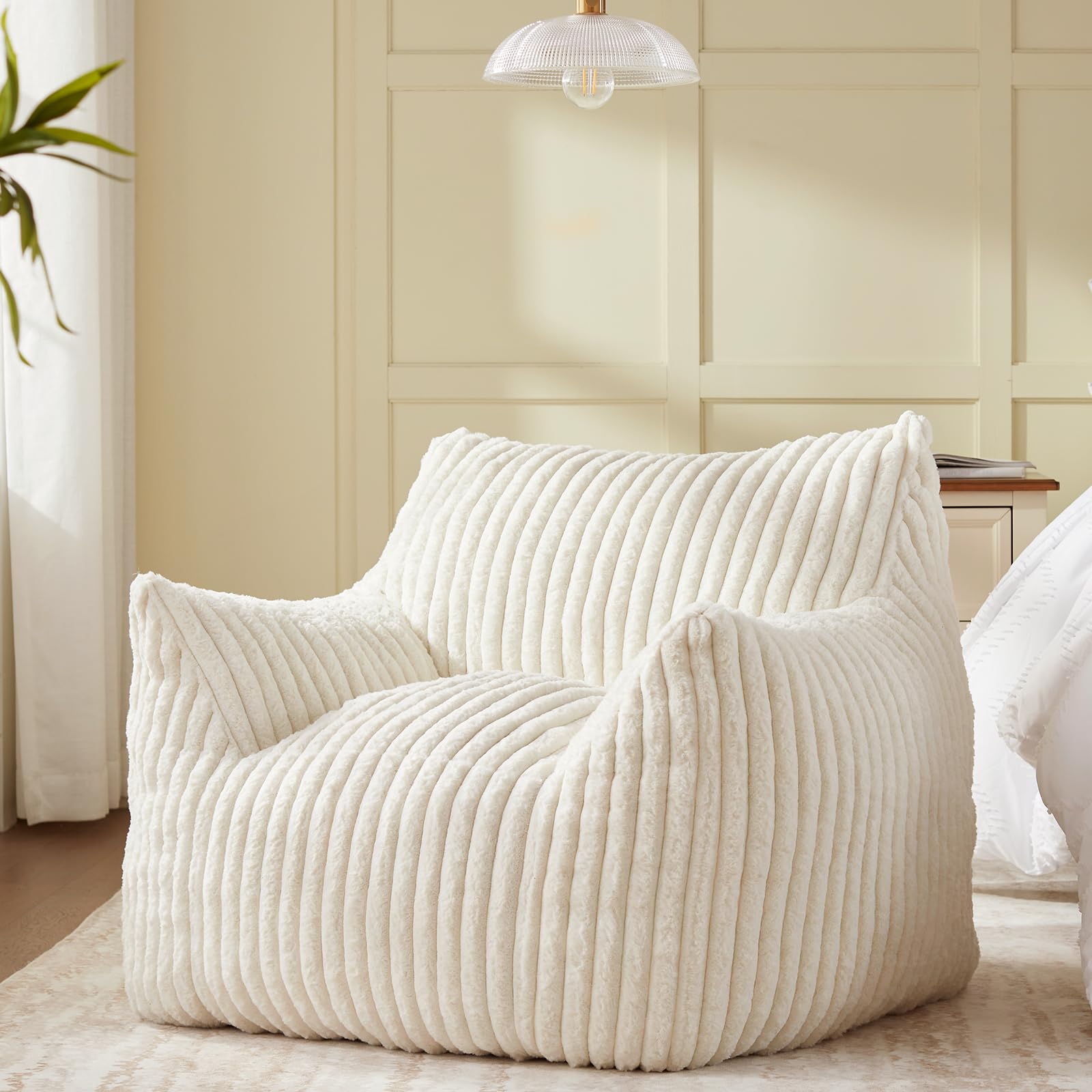 Extra Large Bean Bag Chair for Adults & Teens - Super Soft & Comfy Oversized Bean Bag Sofa with Armrests & Removable Cover - Perfect for Bedroom, Living Room, Reading Nook & Game Room Relaxation