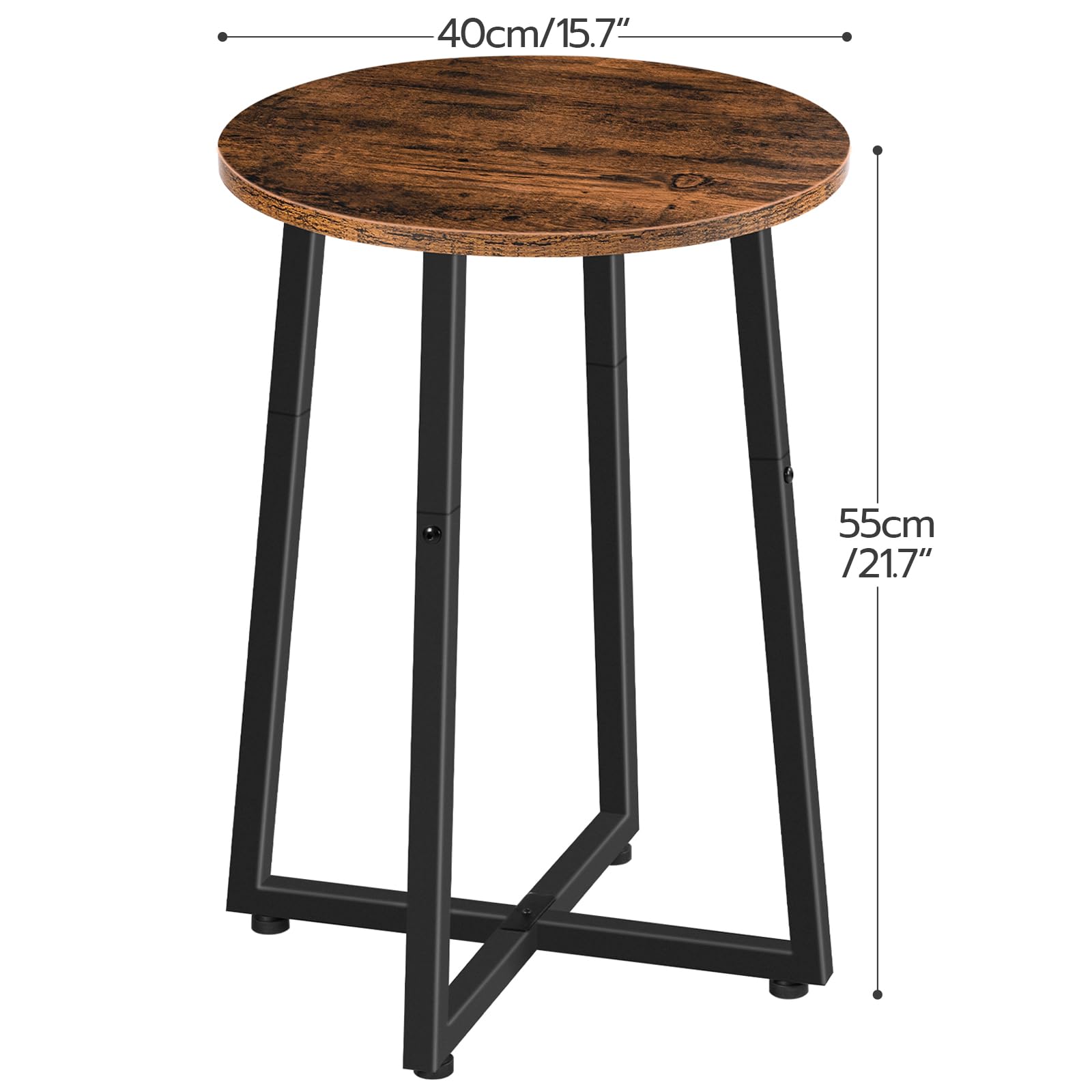 HOOBRO 2-Piece Round Side Table Set with X-Shaped Metal Frame - 15.7
