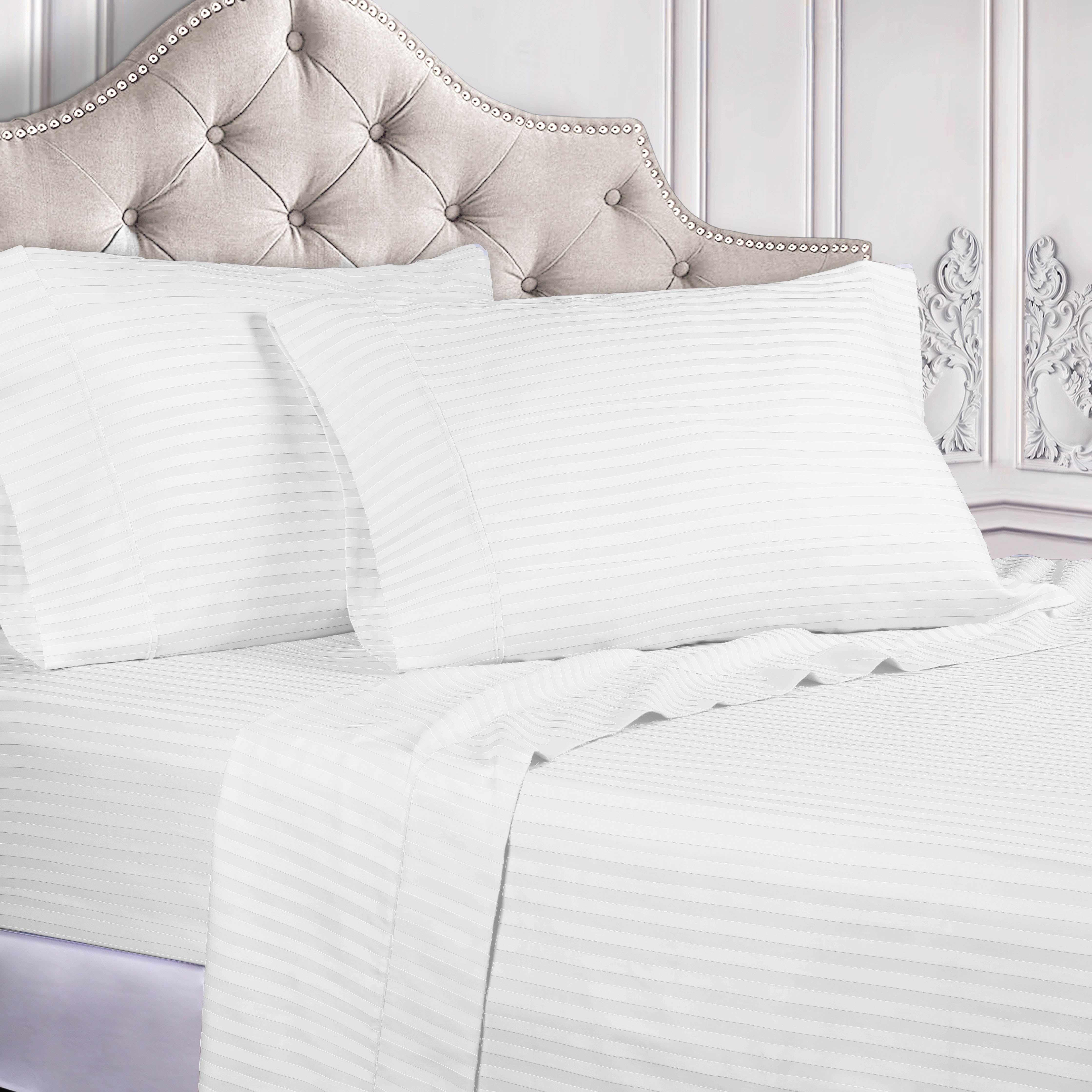 Premium Egyptian Cotton 300 Thread Count Sheet Set - Deep Pocket Fitted, Flat & Pillowcases - Soft Luxury Bedding for Master Bedroom or Guest Room