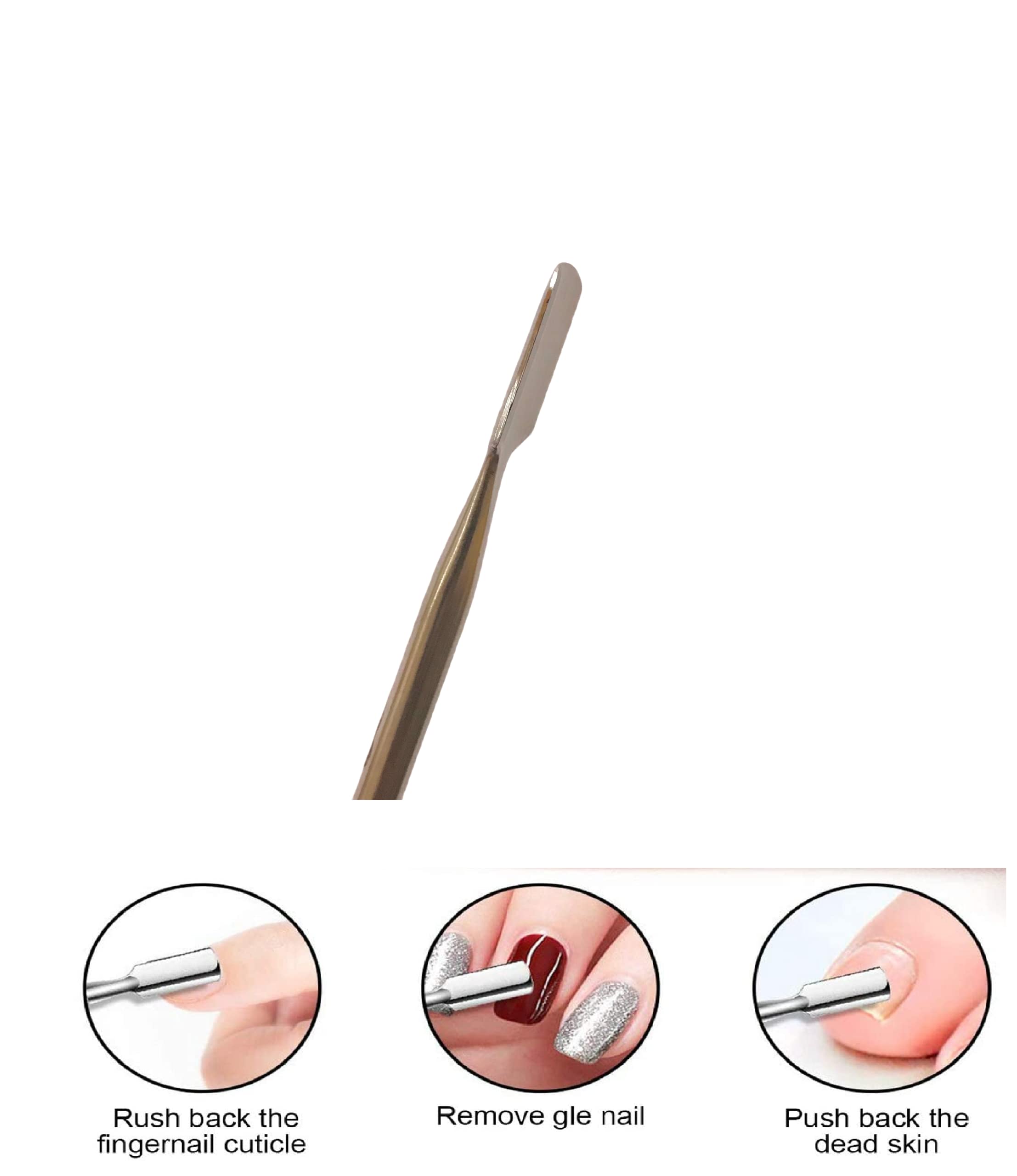 Premium Stainless Steel Cuticle Pusher & Nail Cleaner - Double Ended Manicure Pedicure Tool for Gel Polish Removal - Perfect for Salon & Home Nail Care