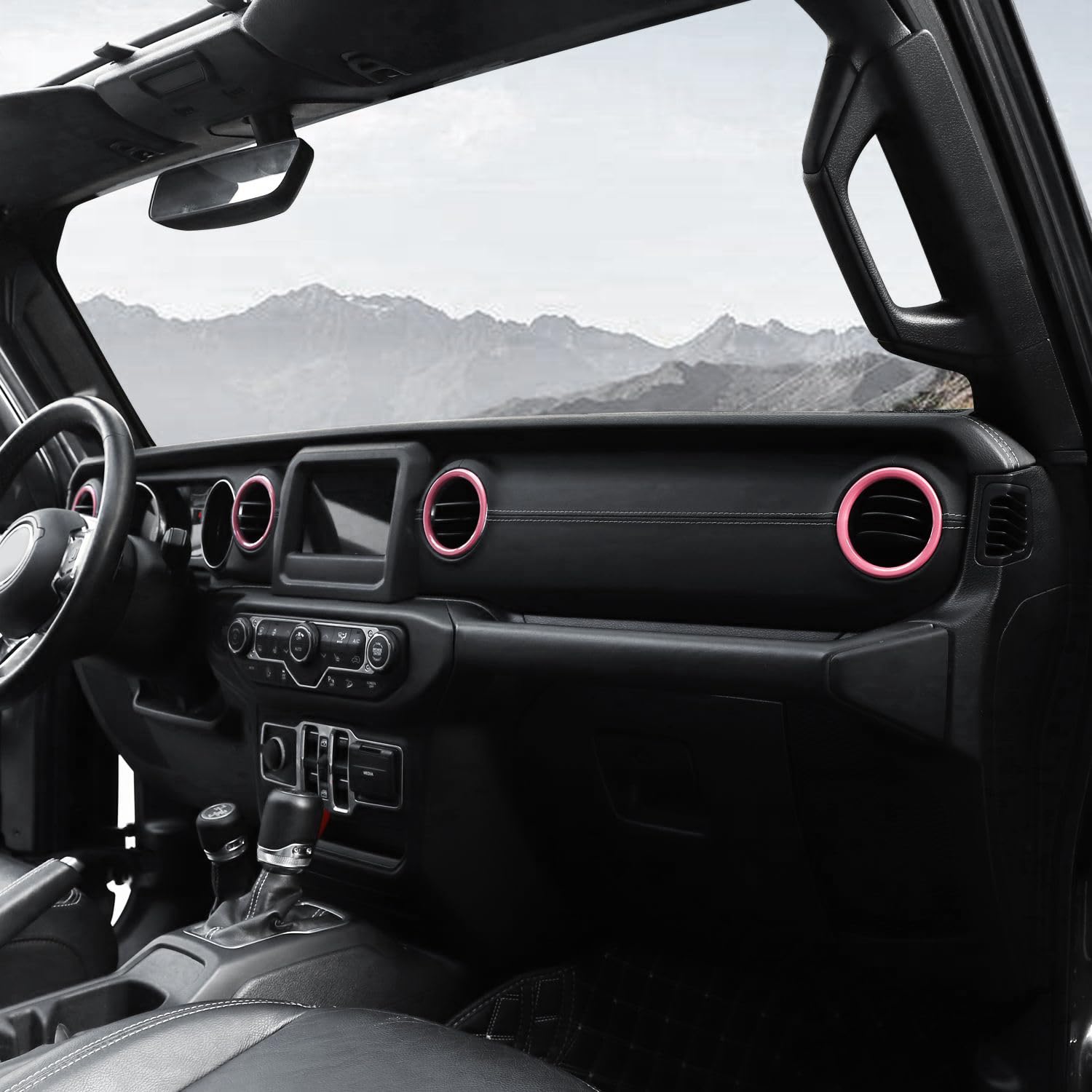 JeCar Pink Interior Trim Kit for Jeep Wrangler 2018-2023 JL - Dashboard & AC Vent Rings Accessories | Upgrade Your Ride's Style & Protection