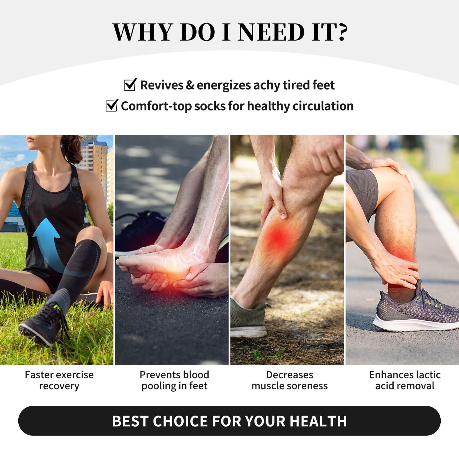 Best Compression Socks for Women & Men - Knee High Circulation Support Socks for Running, Hiking, Cycling & Travel - Improve Blood Flow & Reduce Swelling