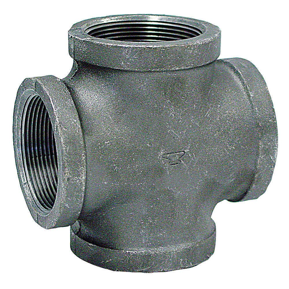 1-Inch Galvanized Malleable Iron Cross Fitting for Plumbing & HVAC Systems - Durable Pipe Connector for Water, Gas & Air Lines