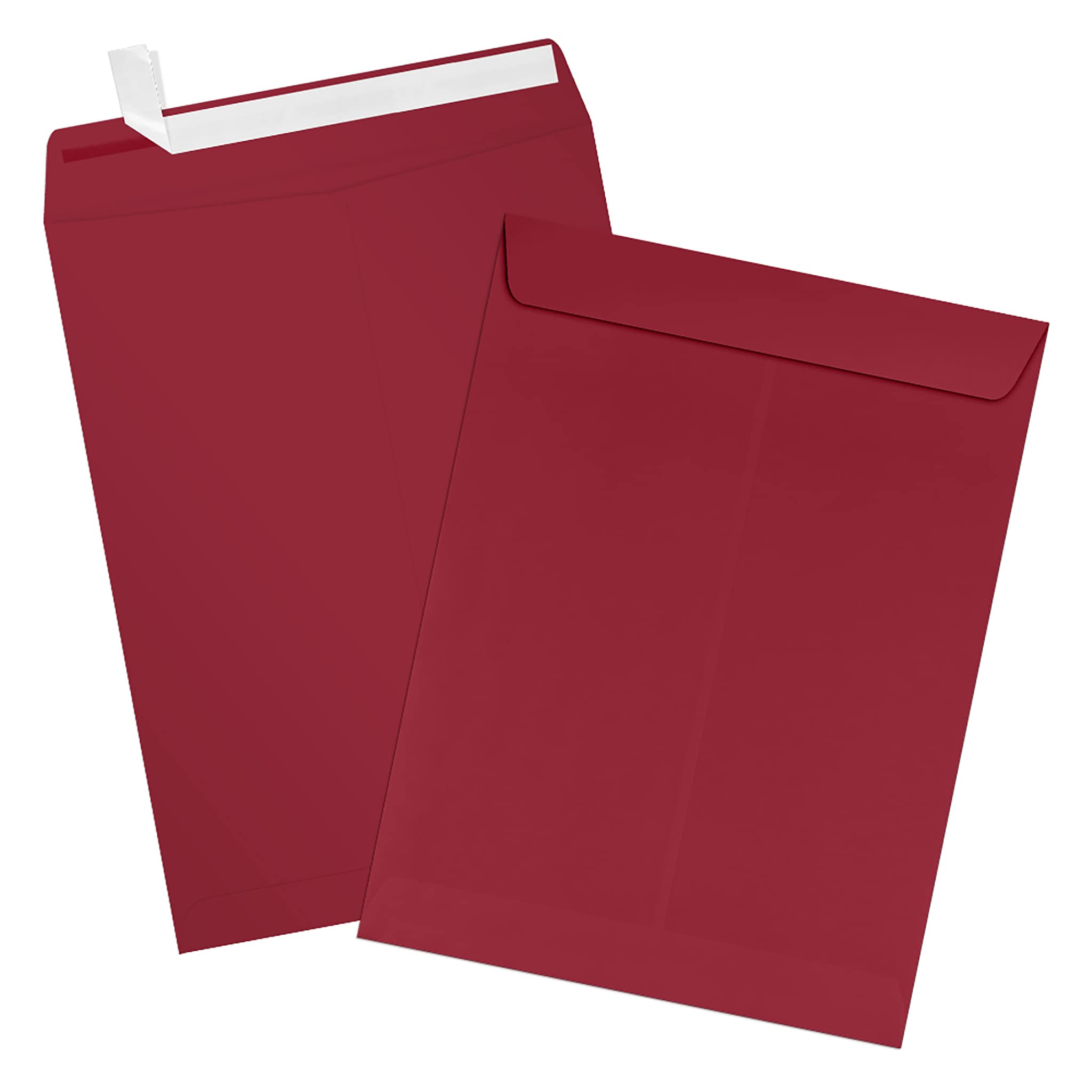 LUXPaper 9 x 12 Open End Envelopes - Self Seal Peel & Press, Garnet Red, 80lb Text Weight, Pack of 250 | Perfect for Wedding Invitations, Business Mailings & Greeting Cards