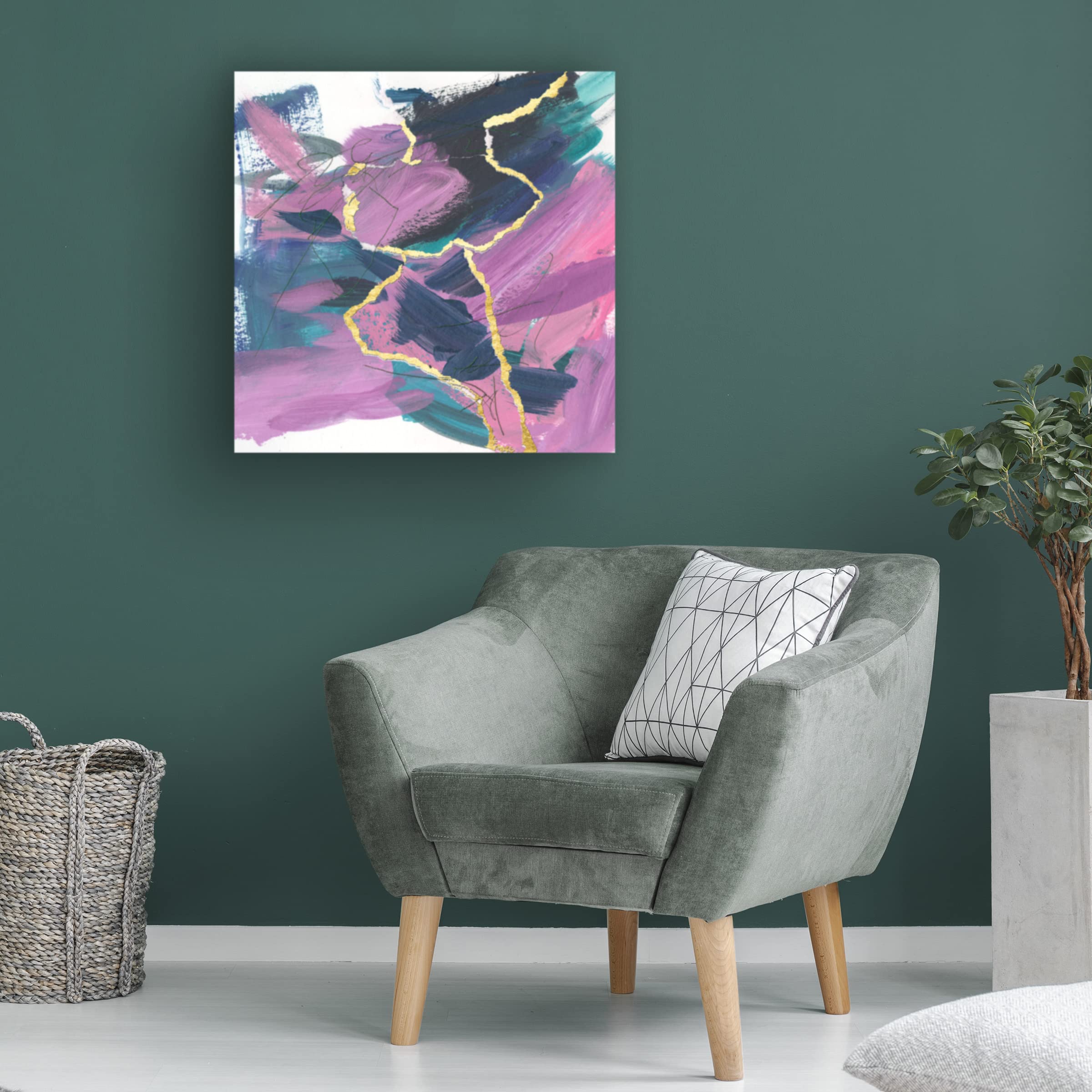 Divided Violet IV Canvas Art Print by Melissa Wang - Modern Abstract Wall Decor for Living Room, Bedroom & Office