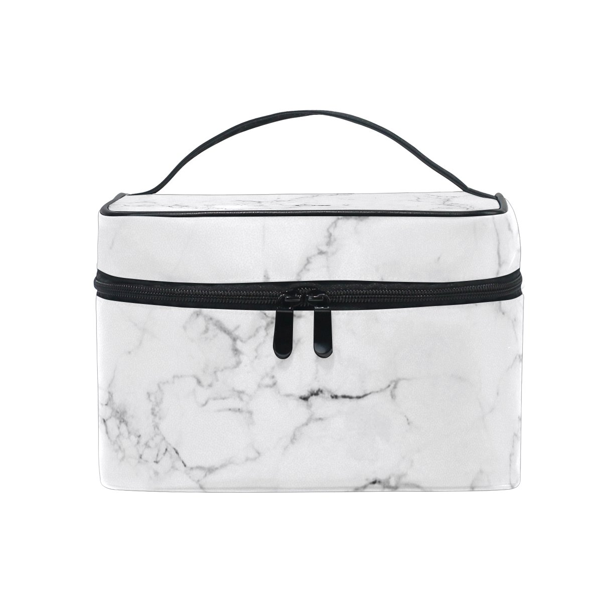 White Marble Cosmetic Bag for Women - Travel Makeup Train Case & Storage Organizer | Perfect for Travel, Gym, and Daily Beauty Essentials