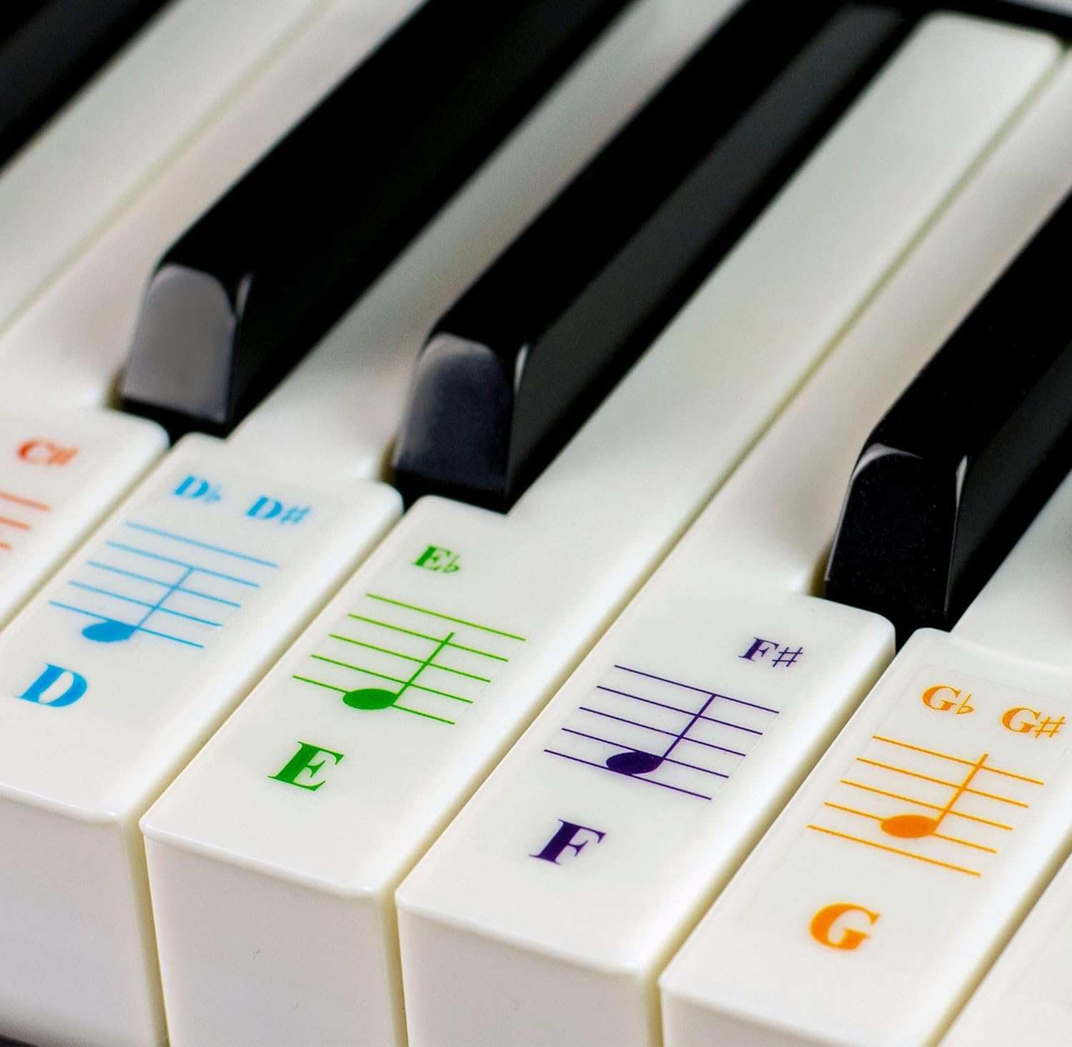 88-Key Piano Stickers for Beginners - Bold, Removable & Colorful Labels for Kids & Teachers