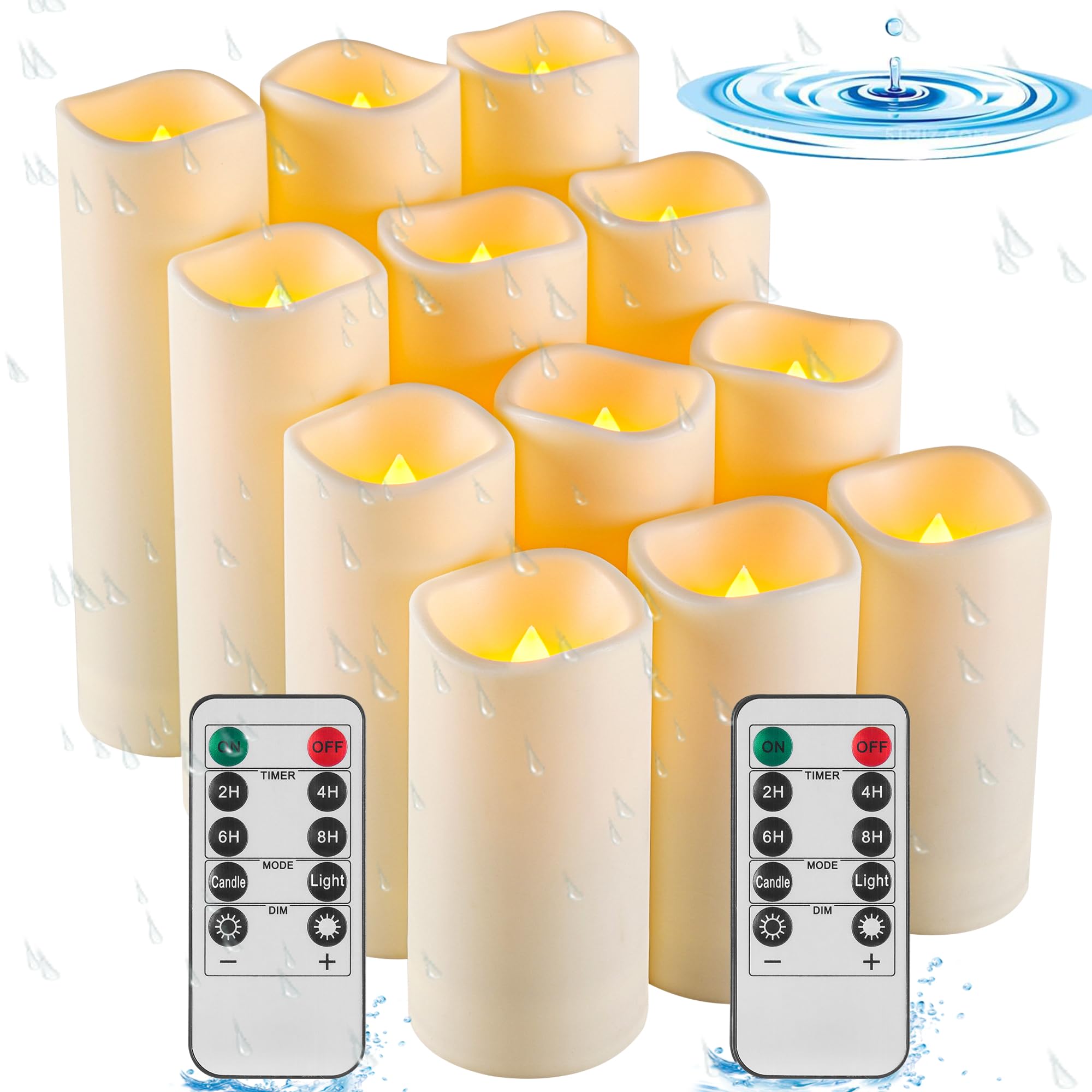 Waterproof Flameless LED Candles - 12PCS Outdoor Battery Candles for Patio & Garden