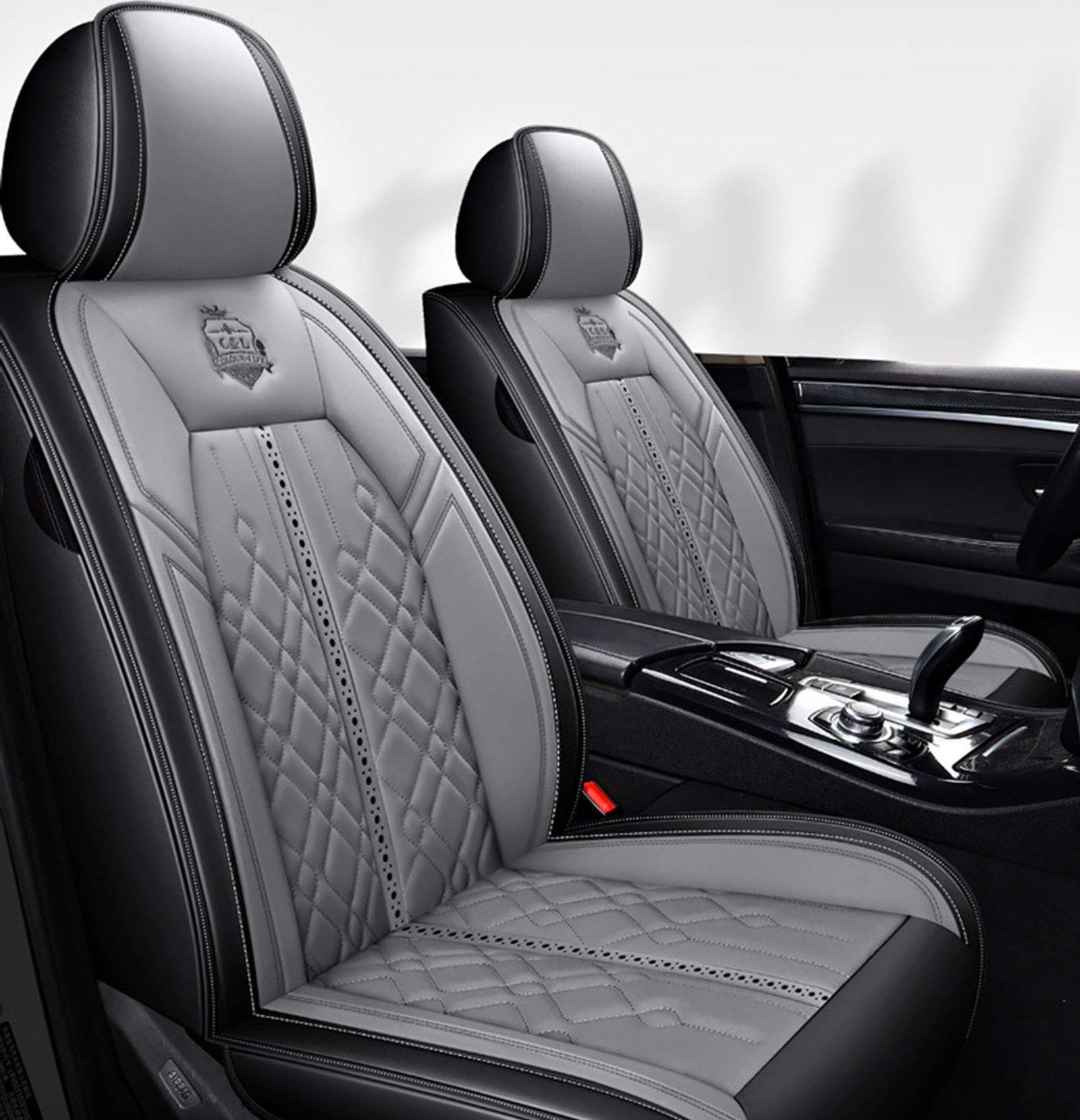 Universal Ice Silk Leather Car Seat Cover Set - 5-Seater Vehicle Seat Protector for Cars, SUVs & Trucks (Gray) | Premium Interior Decoration & Comfort Upgrade for Daily Commute & Road Trips