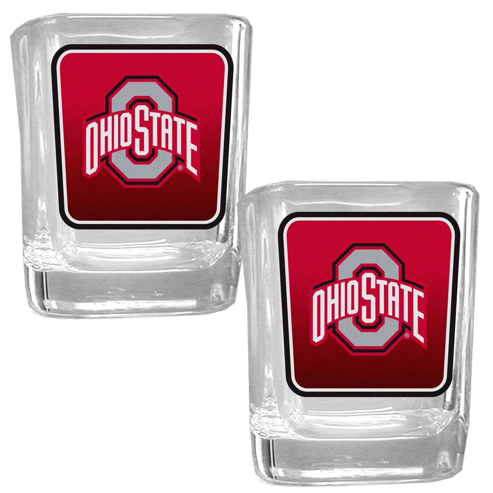 Ohio State Buckeyes Square Glass Shot Glass Set - 2 Pack NCAA Team Color Barware for Sports Fans & Tailgating Parties