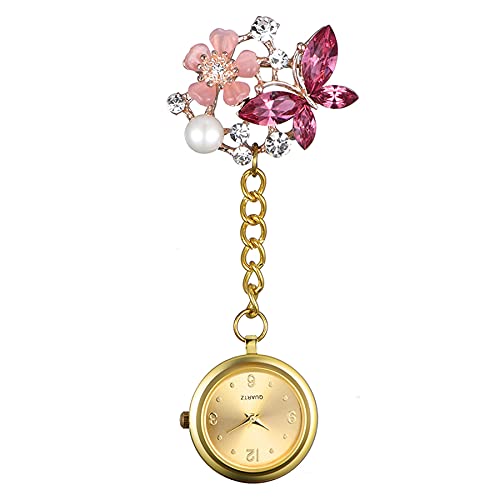 1-3PCs Women's Floral Butterfly Brooch Nurse Watch Pin with Stethoscope Lapel Fob Pocket Badge - Easy to Read Doctor & Nurse Accessories for Medical Professionals - Perfect for Clinical Shifts, Graduation Gifts & Healthcare Events
