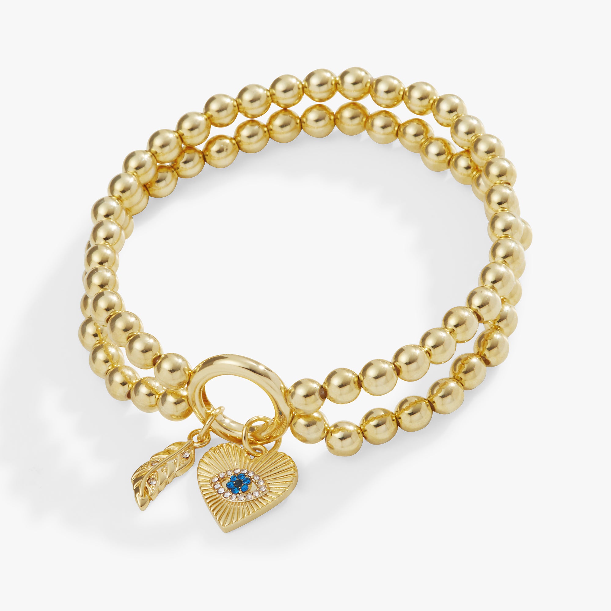 Evil Eye Feather Stretch Bracelet for Women - Adjustable Beaded Elastic Band for Protection & Good Luck - Perfect for Yoga, Meditation & Boho Fashion
