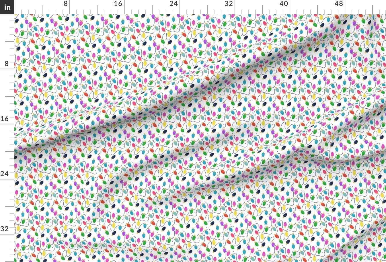 Christmas Lights String Light Printed Chiffon Fabric by The Yard - Winter Seasonal Design for Sewing Dresses, Fashion Apparel & Home Decor - Perfect for Holiday DIY Projects, Table Runners & Curtains