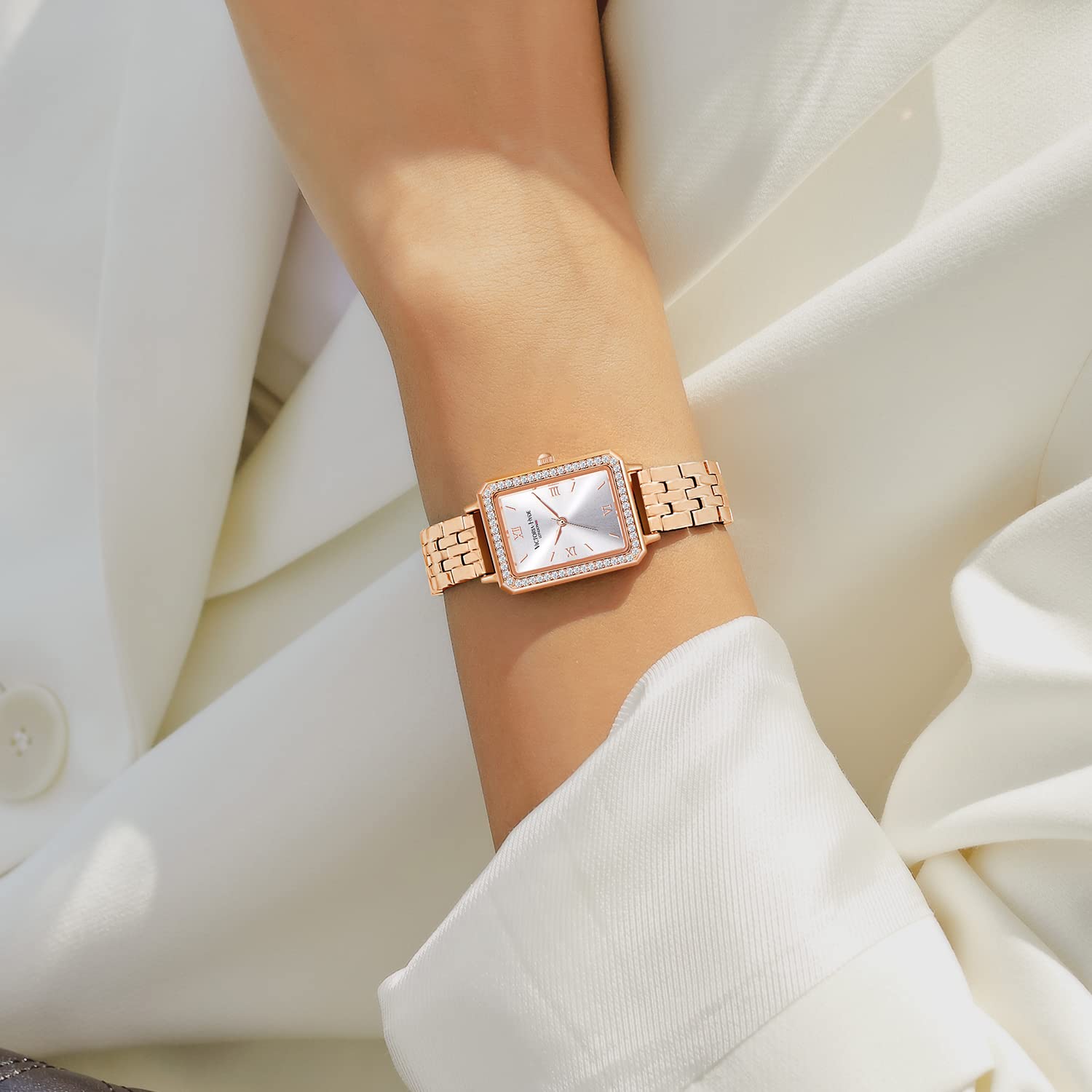 VICTORIA HYDE Women's Watch - Green Mother of Pearl Dial, Genuine Leather Strap, Classic Rectangular Case | Elegant Ladies Wristwatch for Office, Party & Everyday Wear