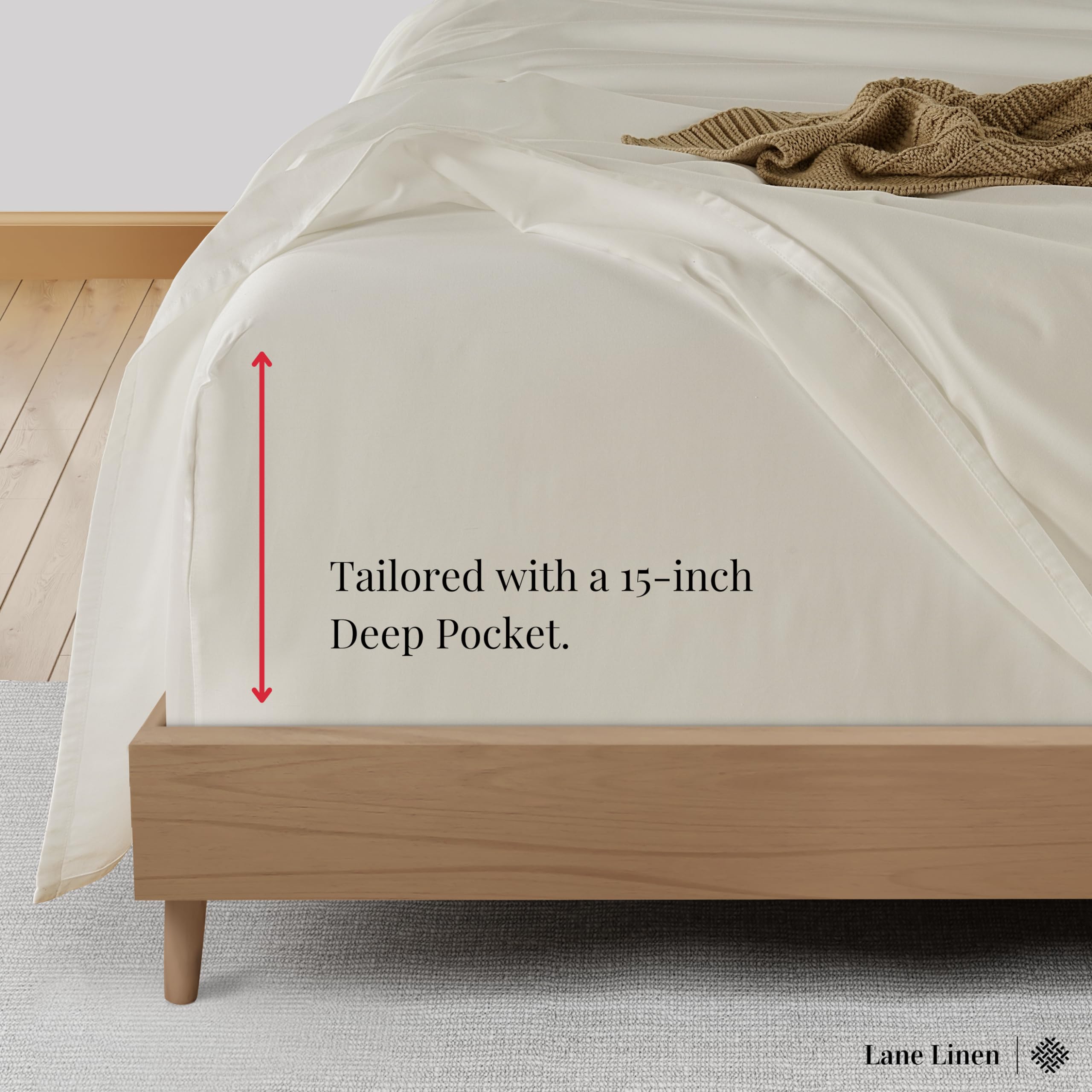 Luxury 600 TC 100% Cotton King Size Sheet Set - Ultra Soft Sateen Weave Deep Pocket Bed Sheets, Hotel Quality Mercerized Cotton (Ivory) for Ultimate Comfort - Perfect for Master Bedroom, Guest Room & Airbnb Luxury Accommodations