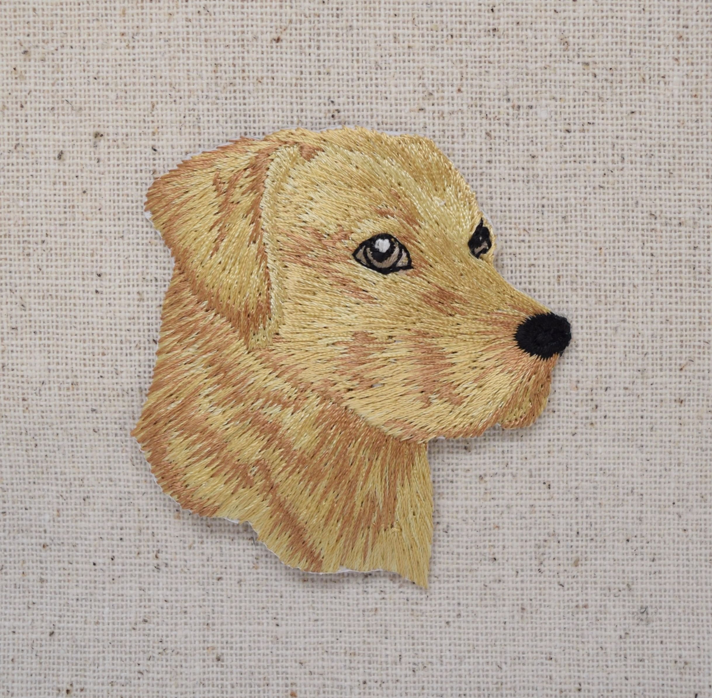 Yellow Labrador Retriever Dog Head Embroidered Iron-On Patch for Pets - Perfect for Jackets, Backpacks & DIY Crafts