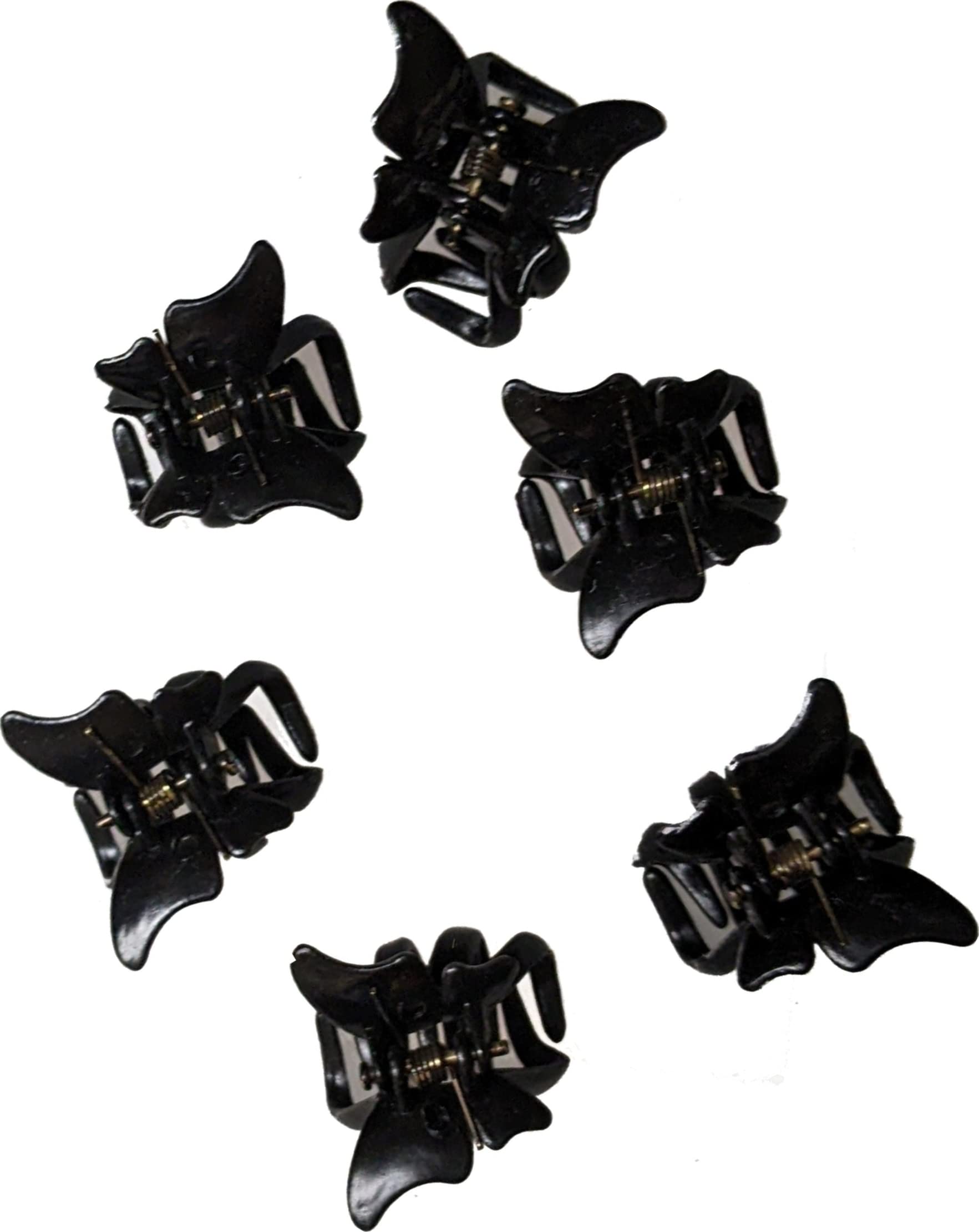 6pcs 2cm Black Butterfly Hair Clips for Women & Girls - Party & Daily Use