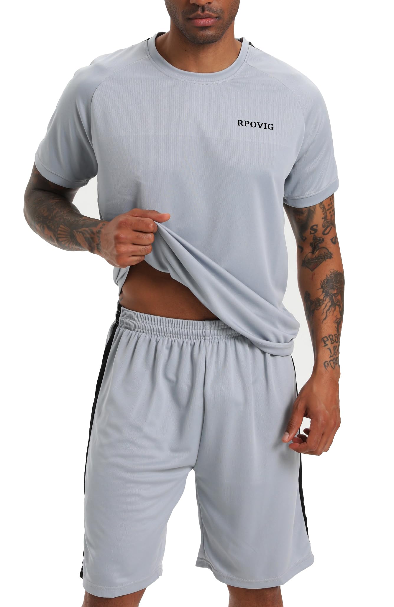 RPOVIG Men's 3-Pack Workout Shorts & Shirts Set - Gym Activewear, Athletic Basketball Clothes for Training & Sports Performance | Perfect for Gym Sessions, Basketball Games & Casual Workouts