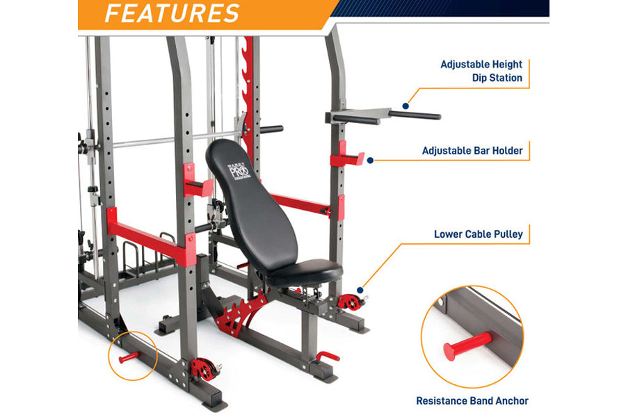 Marcy Pro SM-4903 Smith Machine Home Gym System - Power Cage for Strength Training & Weightlifting - Perfect for Home Workouts & Fitness Enthusiasts