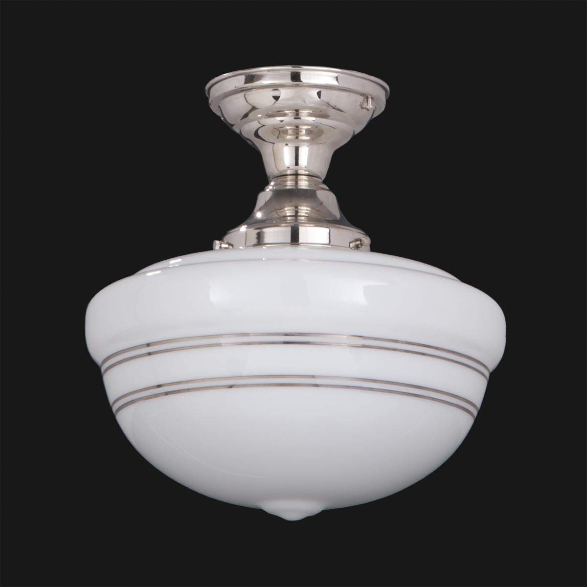Vintage Style B&P Lamp® Wired School House Pendant Light Fixture - 4 Inch Fitter with Nickel Finish for Dining Room, Kitchen Island or Entryway Lighting