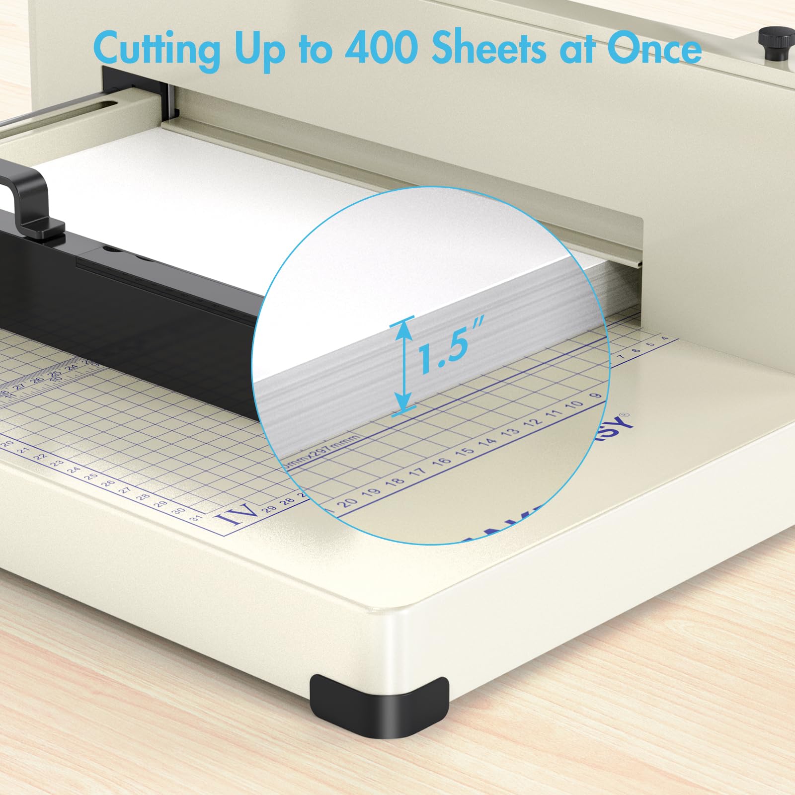 12 Inch Heavy Duty Guillotine Paper Cutter - 400 Sheet Capacity for A4 Paper, Solid Steel Construction (Beige) | Perfect for Office, School, Crafting & Document Cutting