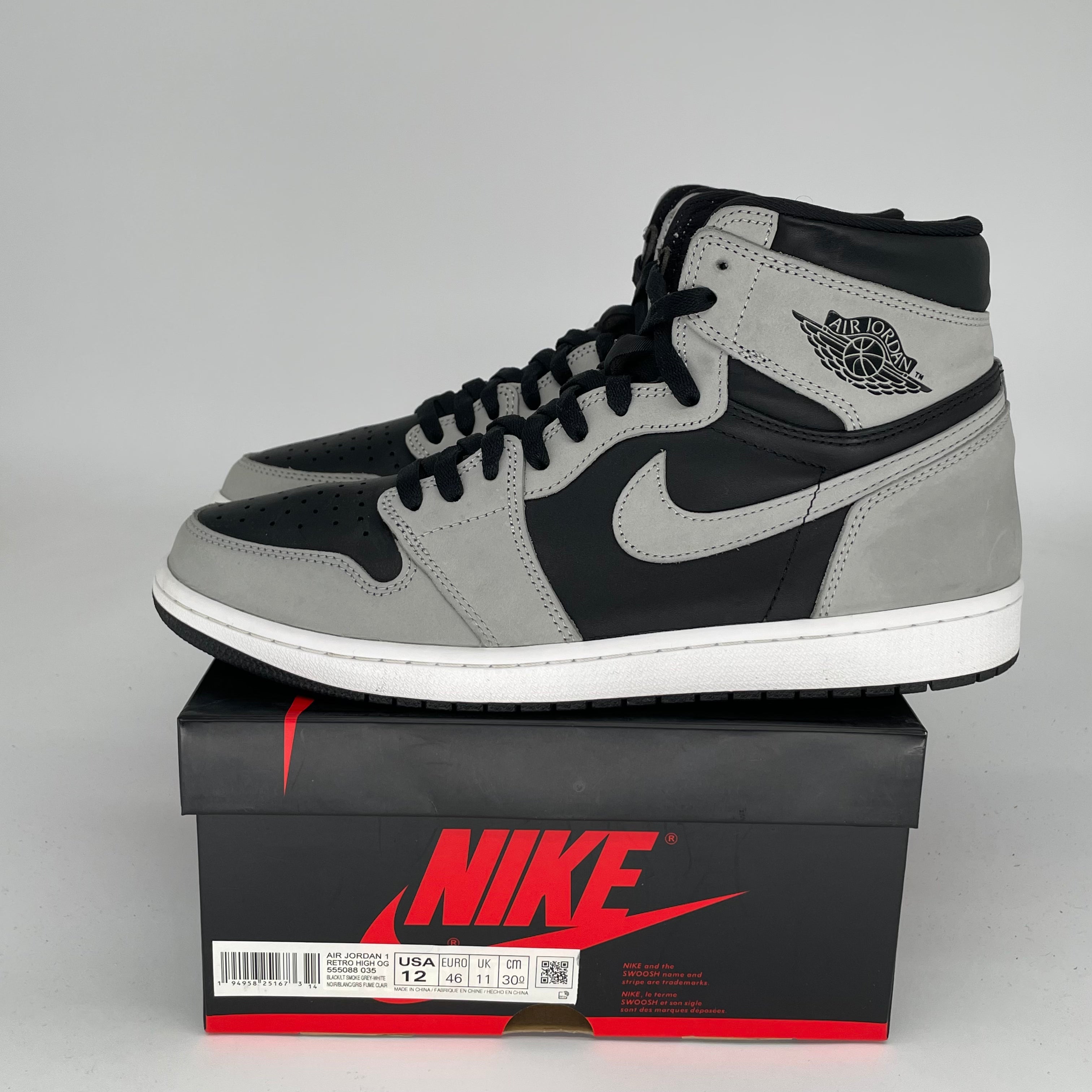 AIR JORDAN 1 SHADOW 2.0 Sneakers - Men's Size 12 (555088-035) | Retro Basketball Shoes for Casual Wear & Street Style
