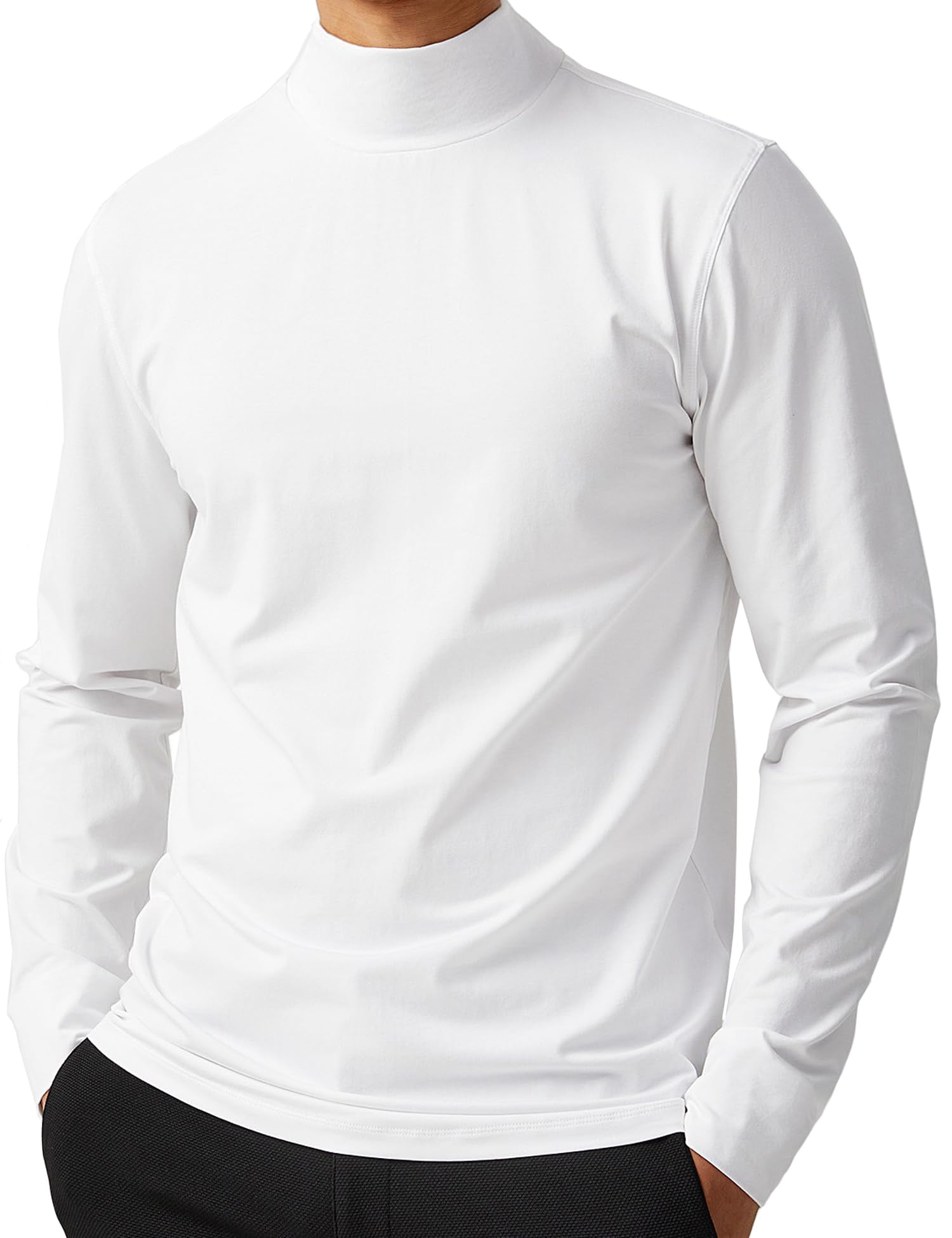 Premium Men's Mock Neck Pullover T-Shirt - High Neck Turtleneck Long Sleeve Sweater for Men | Casual Wear, Layering & Winter Fashion