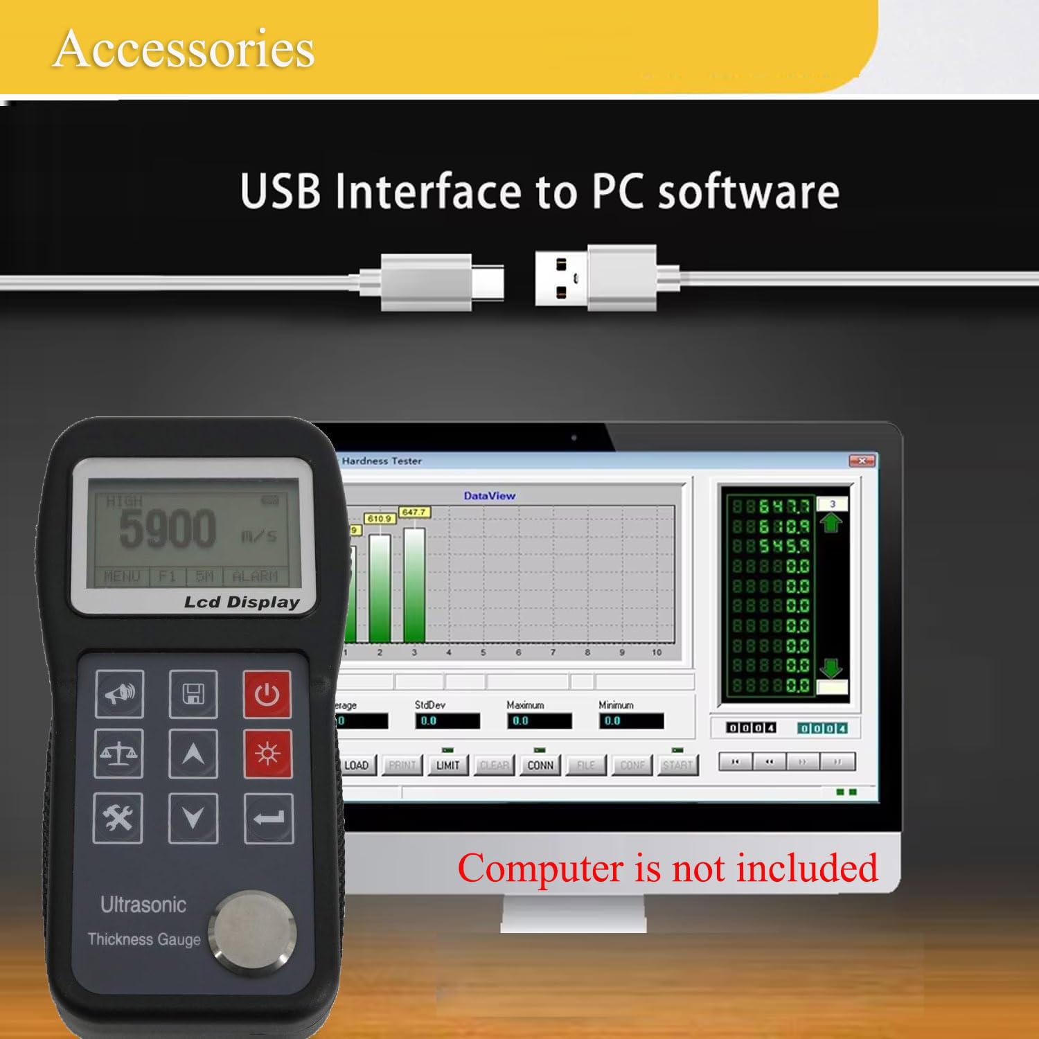 Professional Ultrasonic Thickness Gauge Meter - 0.75mm to 400.0mm (0.03