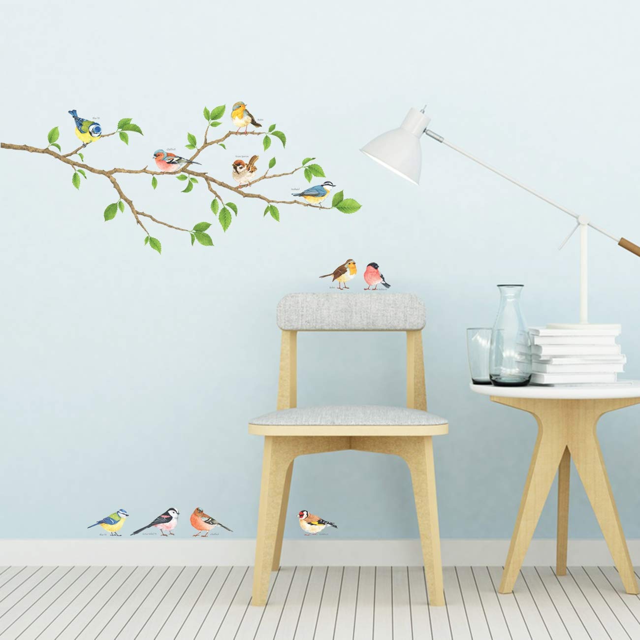 DECOWALL DS4-8036 Peel and Stick Removable Wall Stickers - Garden Birds Design for Kids Nursery, Bedroom & Living Room Decor | Perfect for DIY Home Decor, Children's Room Makeover & Wall Art Projects