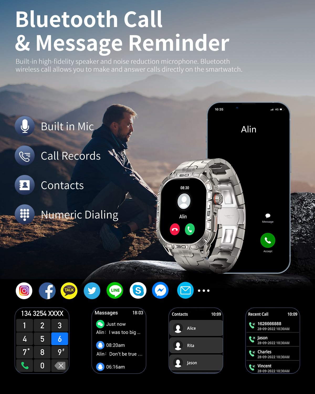Military Smart Watch for Men - 1.96