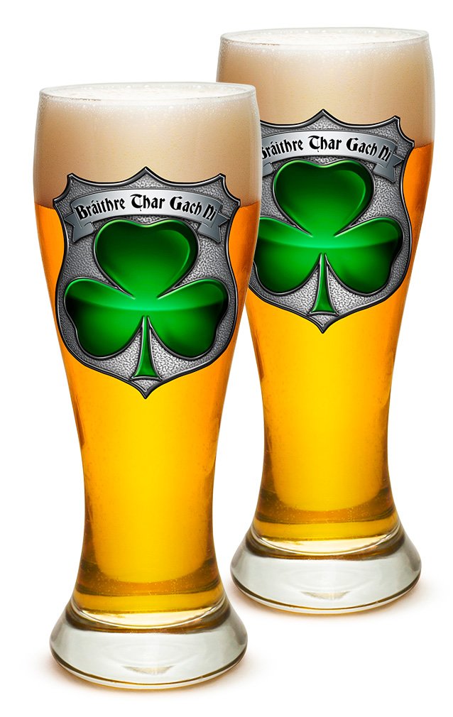 Erazor Bits Pilsner Beer Glasses Set of 4 (23 Oz) - Perfect Police Officer Gifts for Men & Women - Law Enforcement & Irish Brotherhood Themed Barware - Ideal for Parties, Home Bars & Law Enforcement Appreciation Events