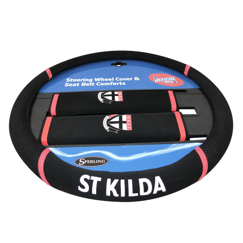 St Kilda AFL Steering Wheel Cover - Premium Car Accessory for AFL Fans | Perfect for Game Day & Road Trips