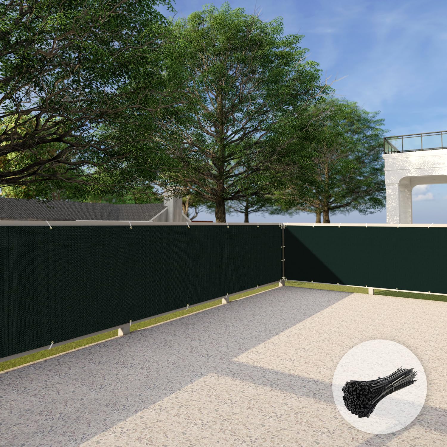 3' x 242' Green Balcony Privacy Screen - Durable Outdoor Fence Panels with Zip Ties for Apartment Railing, Porch, Deck & Backyard - Perfect for Creating Shade, Wind Protection and Enhanced Privacy in Outdoor Spaces