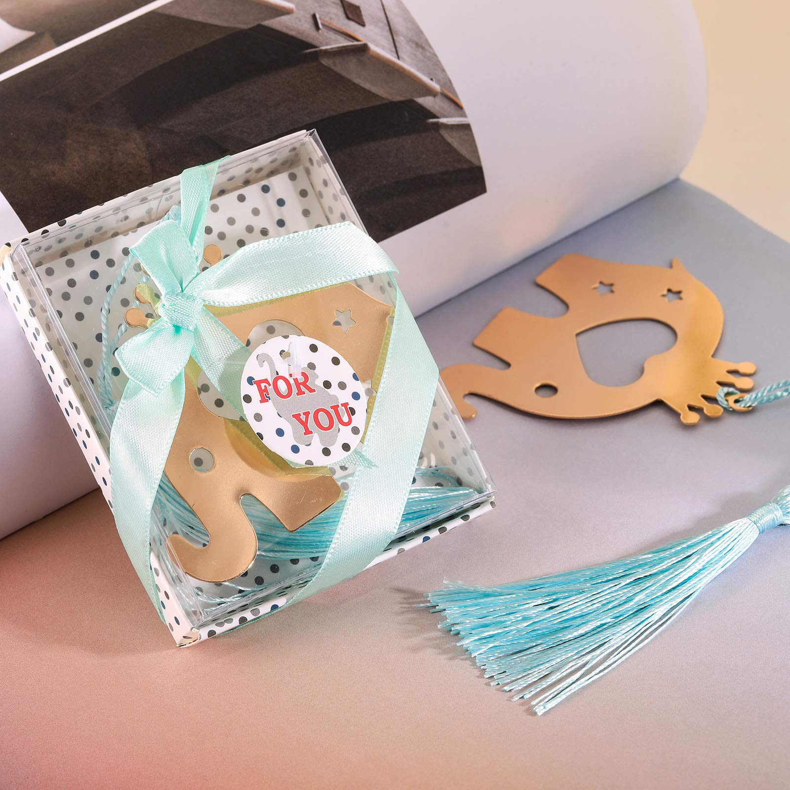 30-Pack Blue Metal Elephant Bookmarks - Unique Baby Shower Favors, Wedding Party Souvenirs & Bridal Shower Gifts - Perfect for Book Lovers, Birthday Celebrations & Theme Parties (Great for Guest Favors & Reading Accessories)