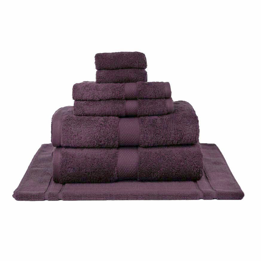 Premium 100% Combed Cotton Bath Towel Set - 7-Piece Luxury Bath Sheets in Aubergine Color | Soft & Absorbent for Spa, Bathroom & Beach Use