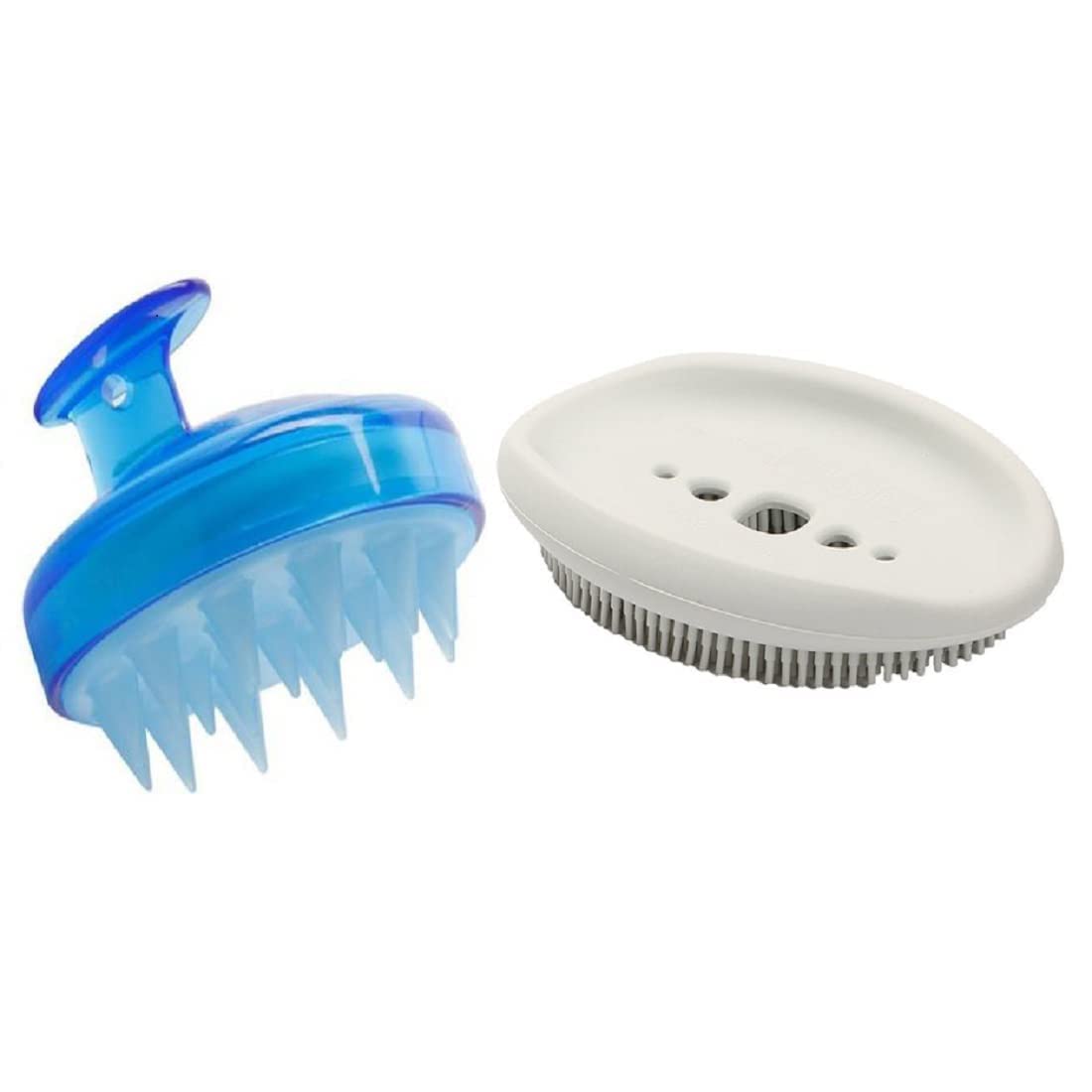 2-in-1 Silicone Scalp Massager & Bubble Bath Brush with Soap Case Holder - Hair & Body Shower Brush for Scalp Massage, Back Scrubbing & Skin Exfoliation (Random Color, Pack of 2) - Perfect for Relaxing Baths & Deep Hair Cleansing