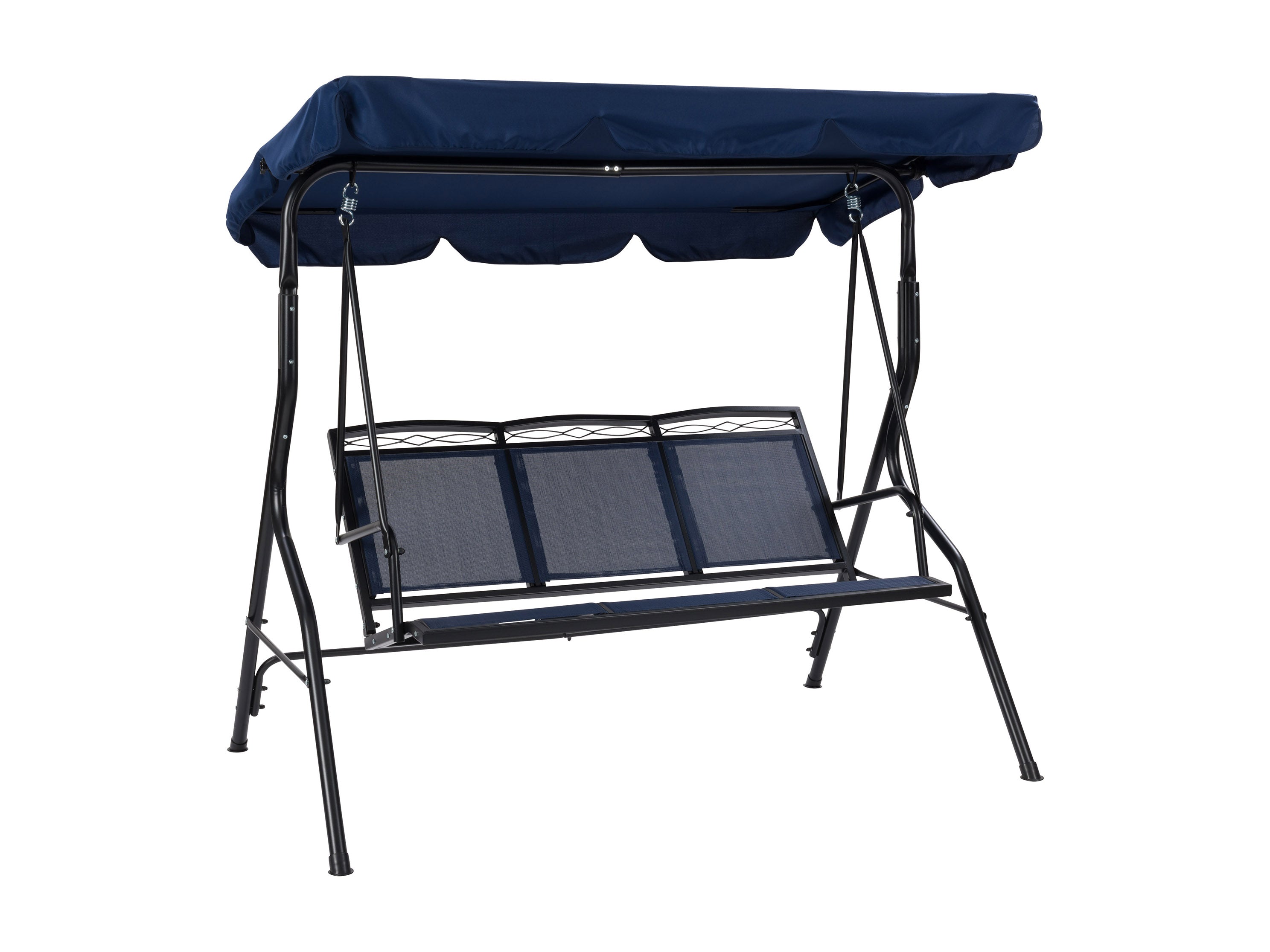 Navy Blue Outdoor Patio Swing with Canopy - Weather-Resistant Hanging Chair for Garden, Porch, or Backyard Relaxation