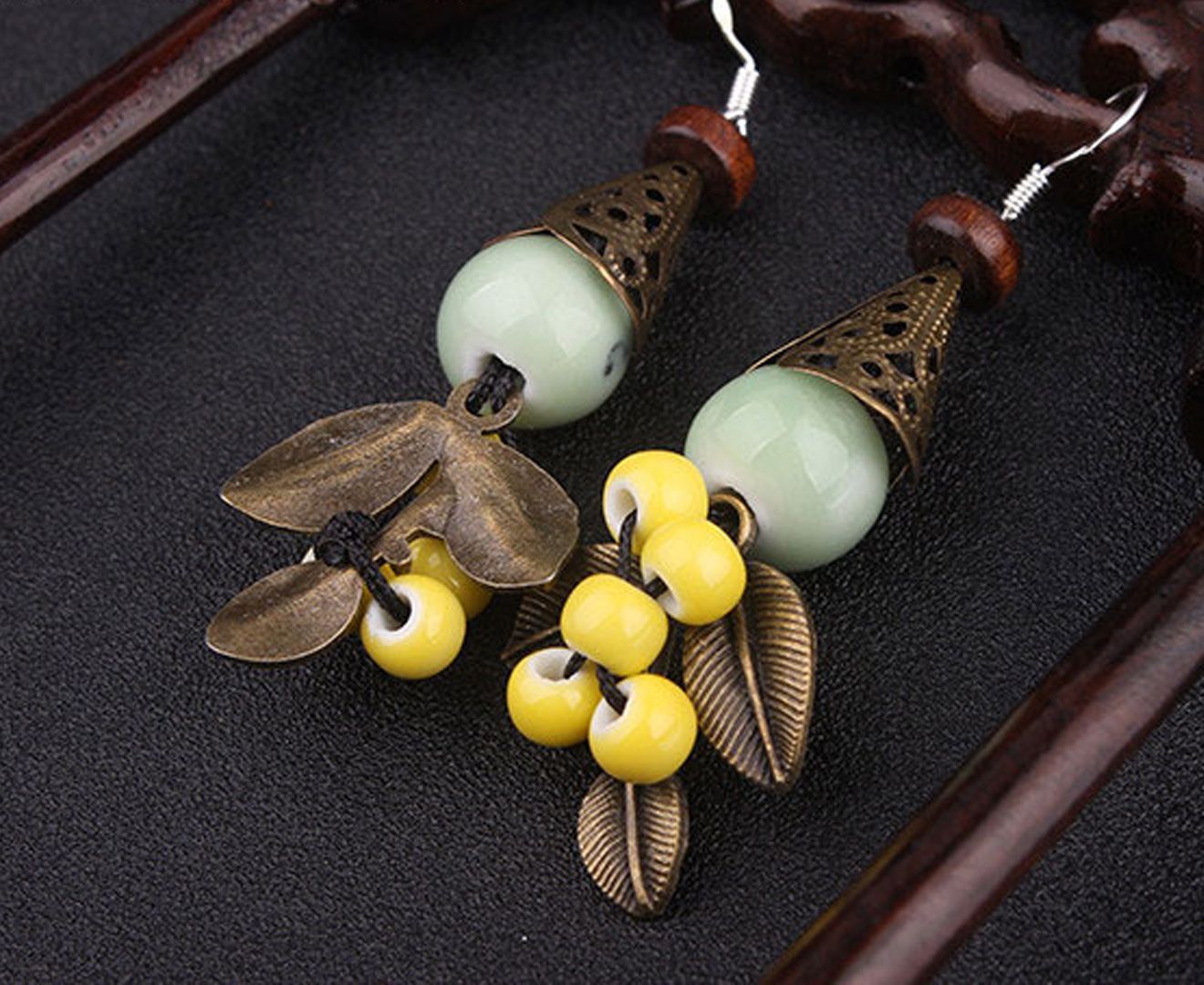 Exquisite Oriental Style Yellow Dangle Earrings for Women - Elegant Boho Chic Jewelry for Parties, Weddings & Special Occasions