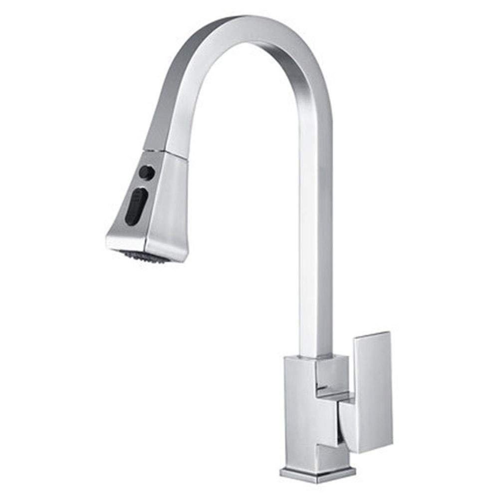 MAHWTF Modern Single Lever Kitchen Sink Mixer Tap with 360° Rotating Pull Down Sprayer - High Arc Swivel Spout for Easy Washing & Cleaning | Perfect for Home, Restaurant, and Commercial Kitchen Use