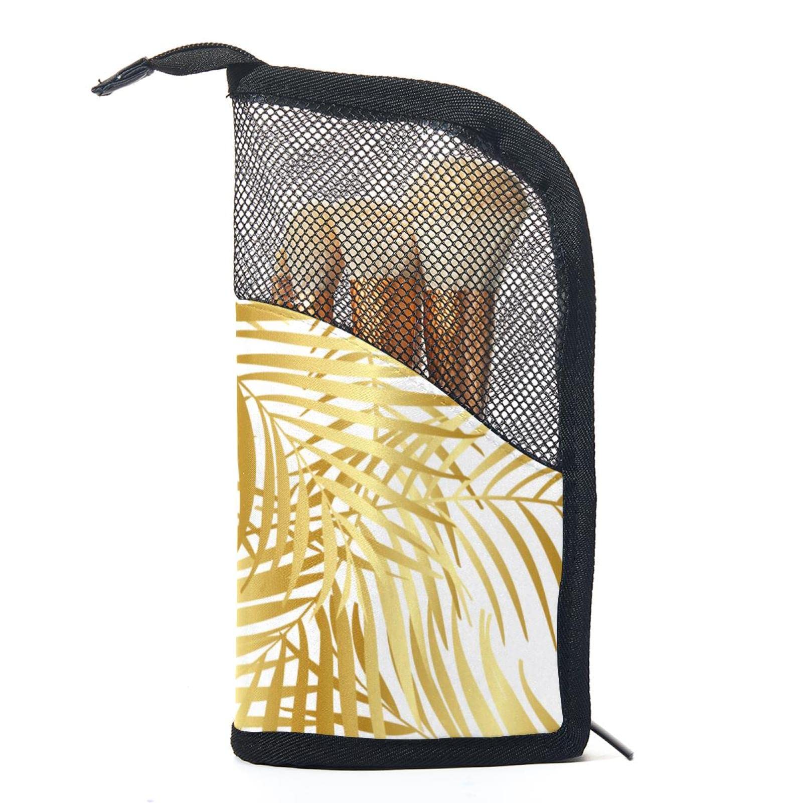 12-Piece Makeup Brush Organizer Bag with Portable Holder Case - Globe Leaves Tropical Design for Travel & Home Storage | Perfect for Makeup Artists & Beauty Enthusiasts