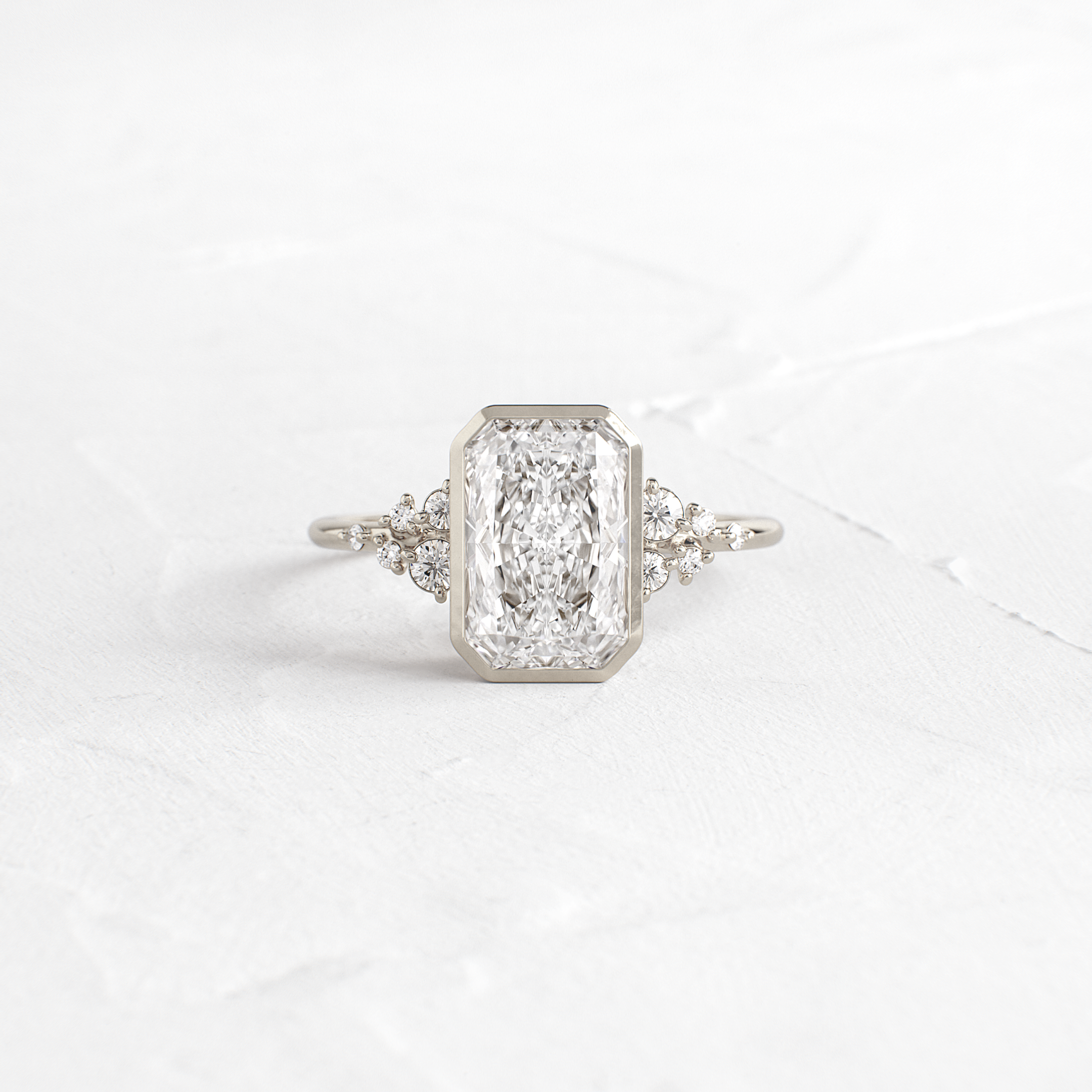 Bezel Snowdrift Ring - Radiant Cut Moissanite Engagement Ring for Women | Perfect for Weddings, Anniversaries & Special Occasions
